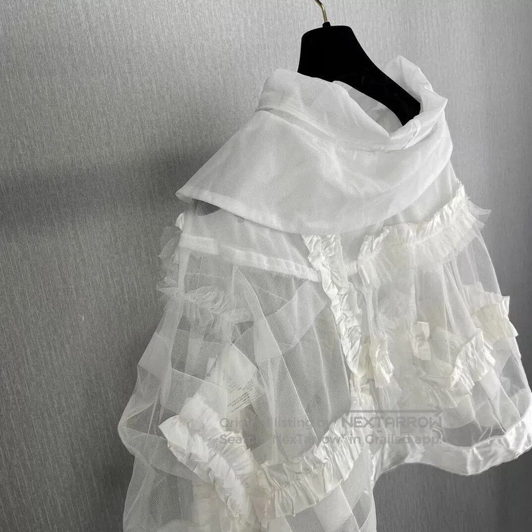 COMME des GARCONS White Lace Cape Coat.