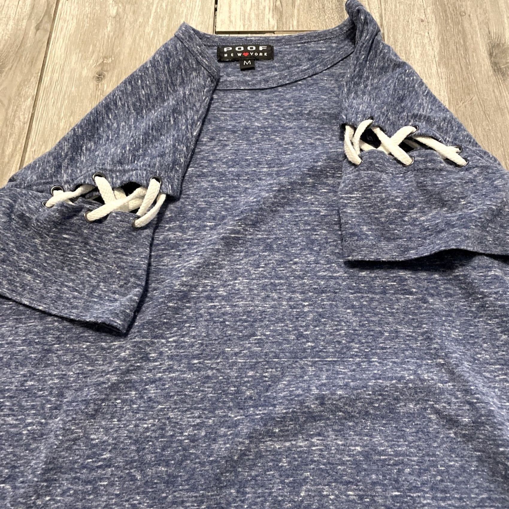 Vintage Poof NY Lace Up Short Sleeve Shirt M Baseball Cold Shoulder Casual Blue White Ladies Baseball Shirt LG Short Sleeve Shirt Casual Sporty 90s Size M / US 6-8 / IT 42-44 - 3 Thumbnail