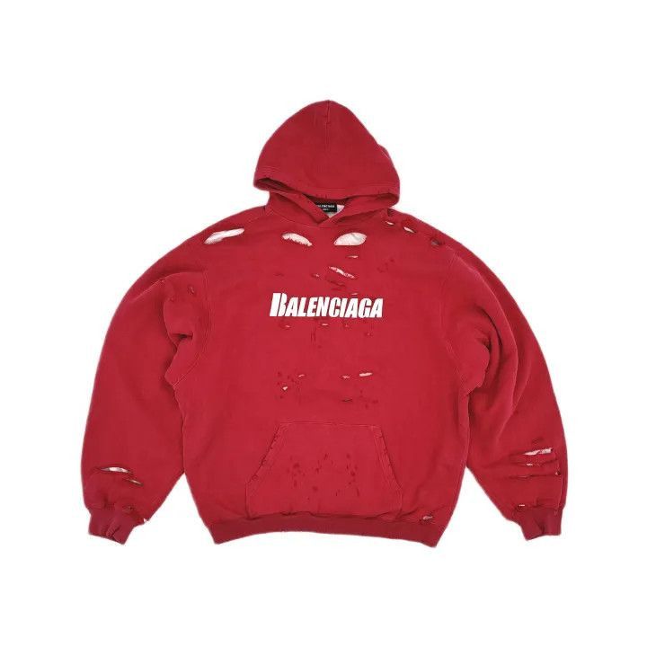Balenciaga Balenciaga Balenciaga Red Distressed Classic Hoodie -2507 Size US XS / EU 42 / 0 - 2 Thumbnail