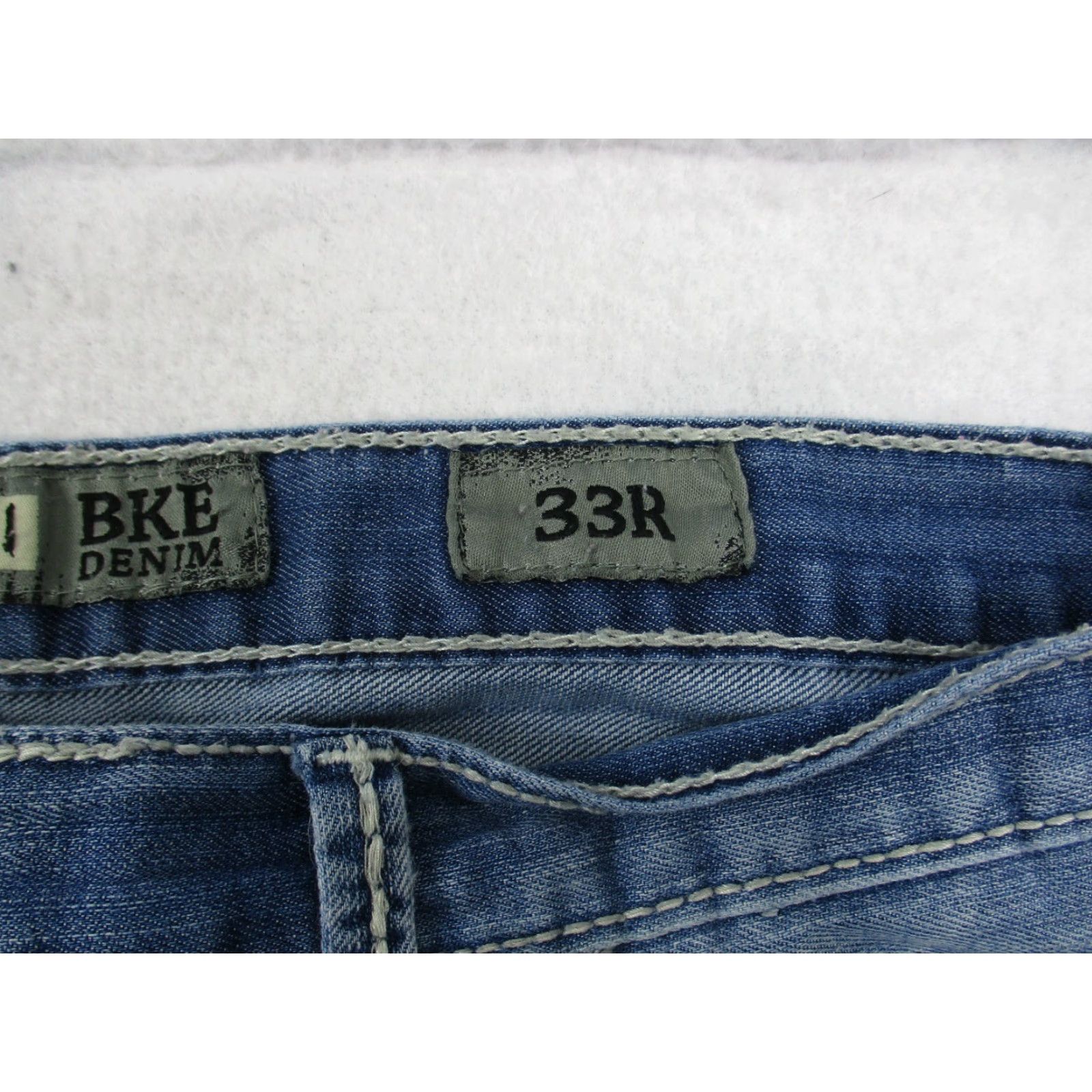 BKE BKE Buckle Jeans Derek 33 R Relaxed Straight Stone Washed Denim Embroidered Blue Mens Size US 33 - 5 Thumbnail