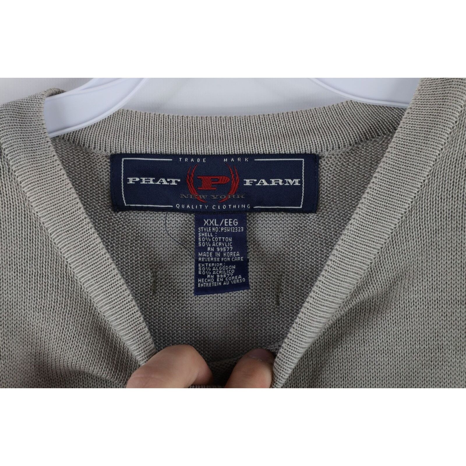 Phat Farm × Vintage NOS Vintage 90s Phat Farm Striped Script Knit Sweater Size US XXL / EU 58 / 5 - 6 Thumbnail