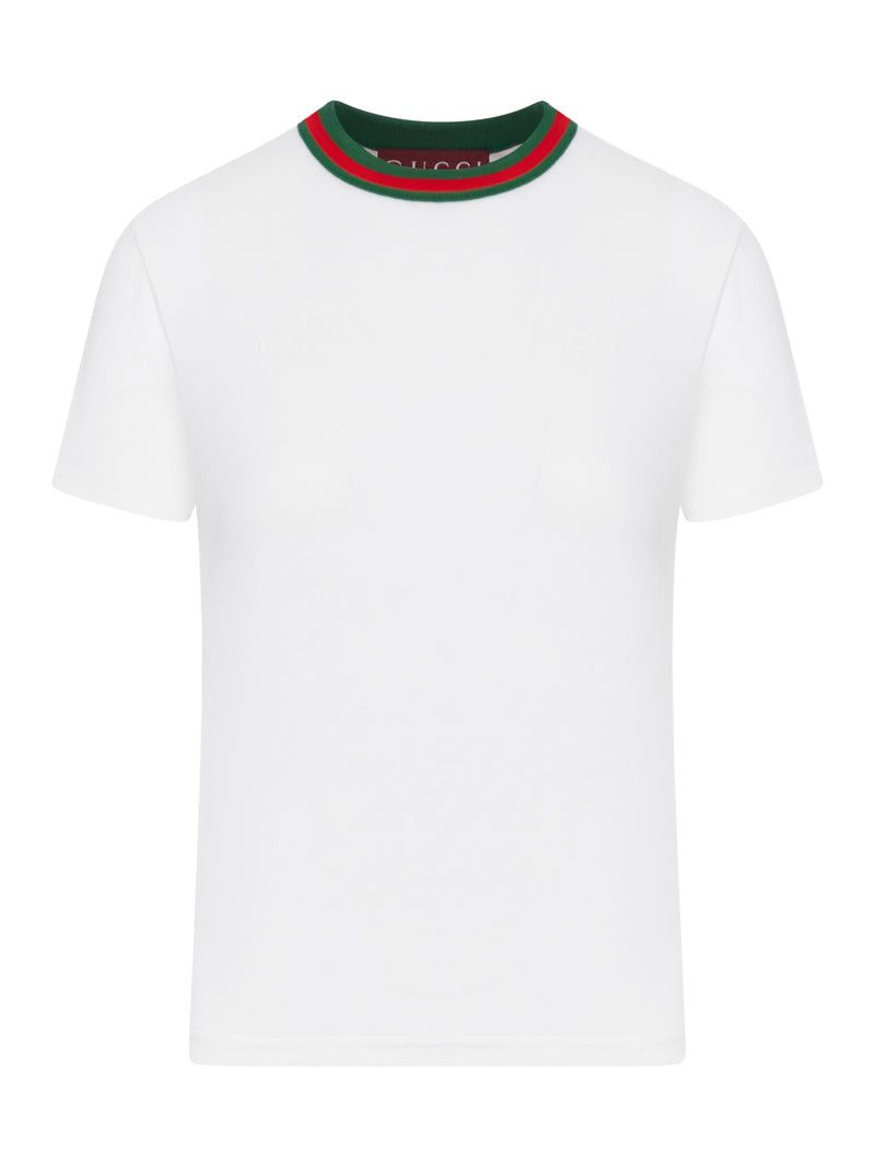 Gucci JERSEY T-SHIRT WITH WEB BAND Size XS / US 0-2 / IT 36-38 - 1 Thumbnail