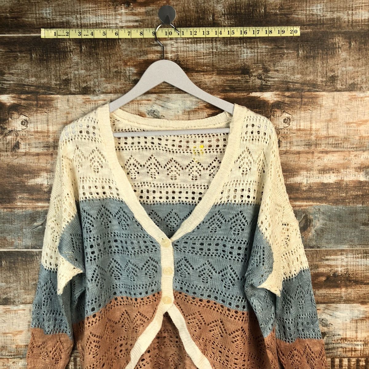 Japanese Brand Japan vintage crochet meshnet Cardigan Knitwear #A1486 Size M / US 6-8 / IT 42-44 - 2 Thumbnail