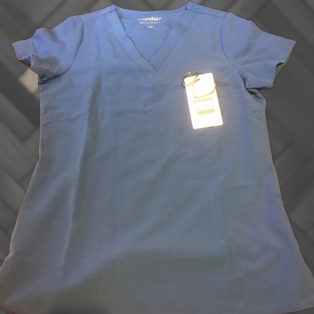 Vintage Mandala Scrub Top Shirt One Pocket Short Sleeve Xxs Royal Blue Women Size XXS / US 00 / IT 34 - 1 Thumbnail
