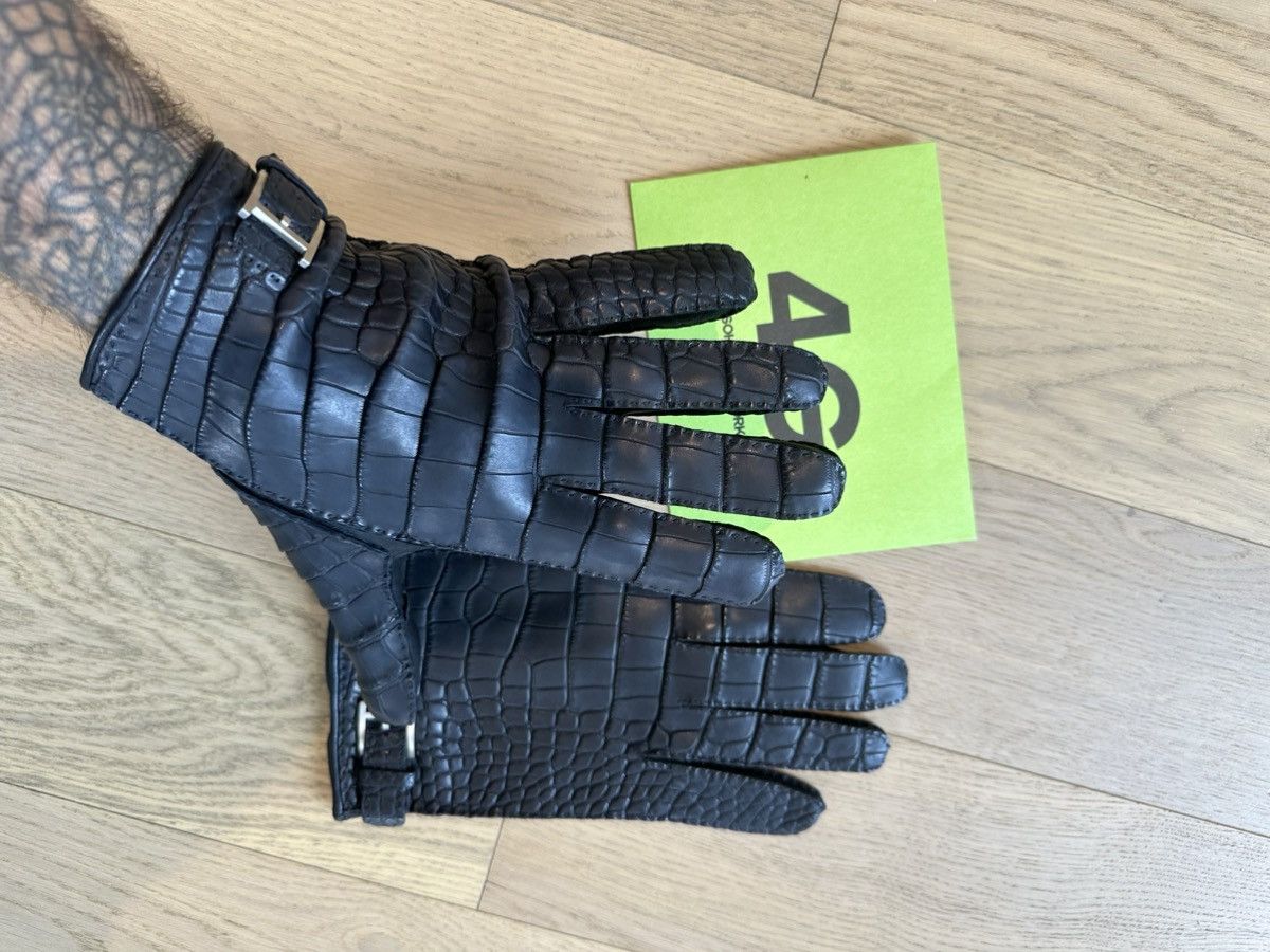Hermes HERMES CROC ALLIGATOR BLACK XL GLOVES NEW Size ONE SIZE - 13 Thumbnail