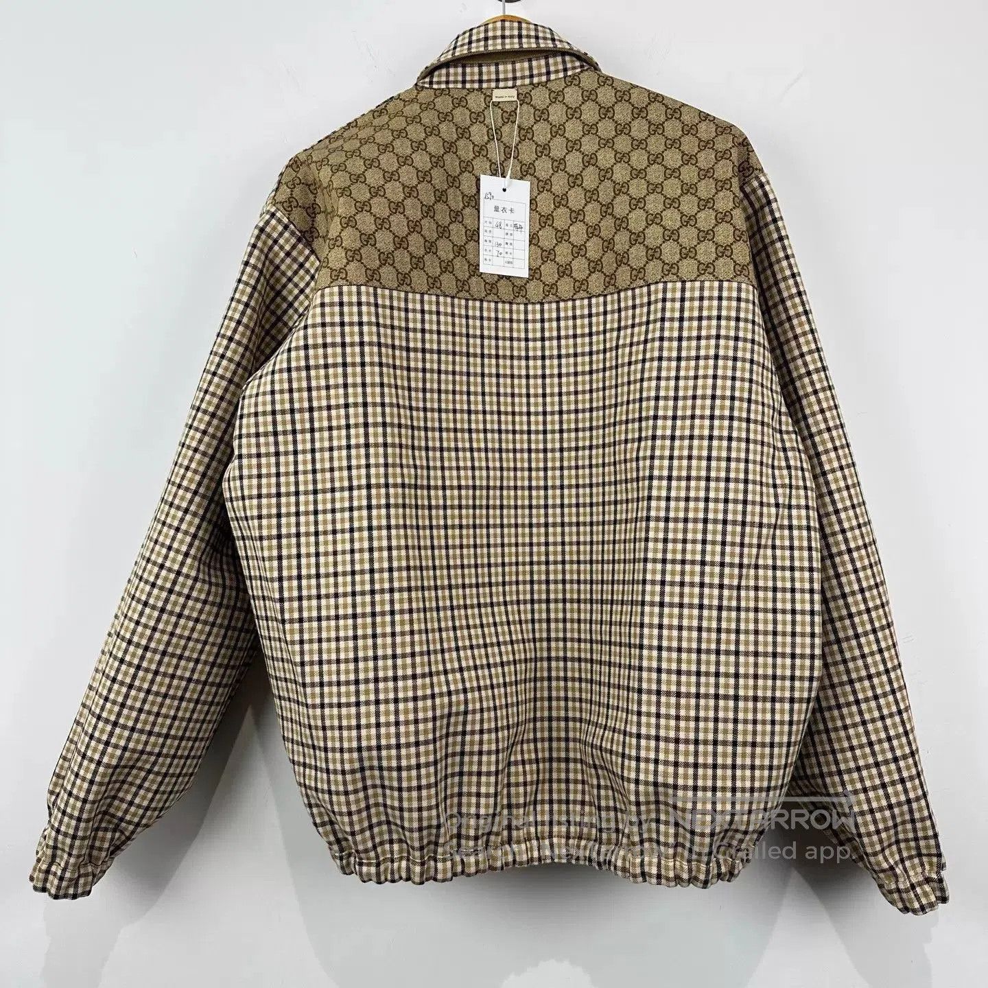 Gucci Beige Patterned Zip-Front Jacket with Corduroy Collar. Size US M / EU 48-50 / 2 - 2 Thumbnail