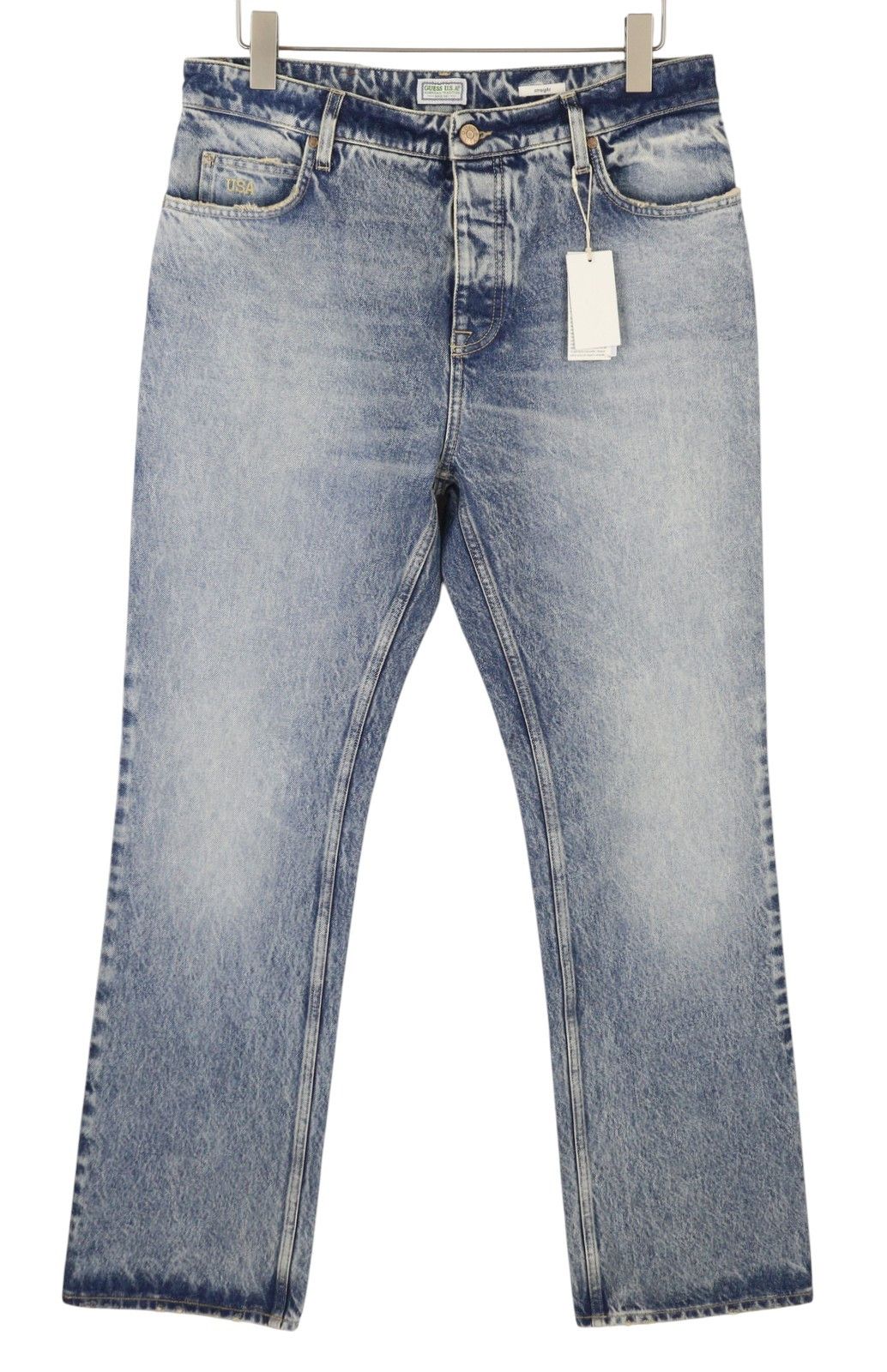Guess STRAIGHT W32 Blue Whiskers Button Fly Denim 87827 Size US 32 / EU 48 - 2 Thumbnail