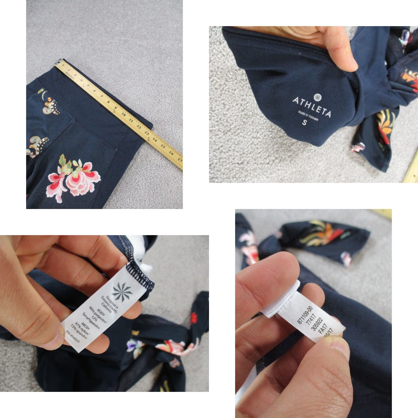Athleta Athleta Womens Leggings S Navy Blue Floral Athleisure Athletic Yoga Running Size S Size 28" / US 6 / IT 42 - 8 Thumbnail
