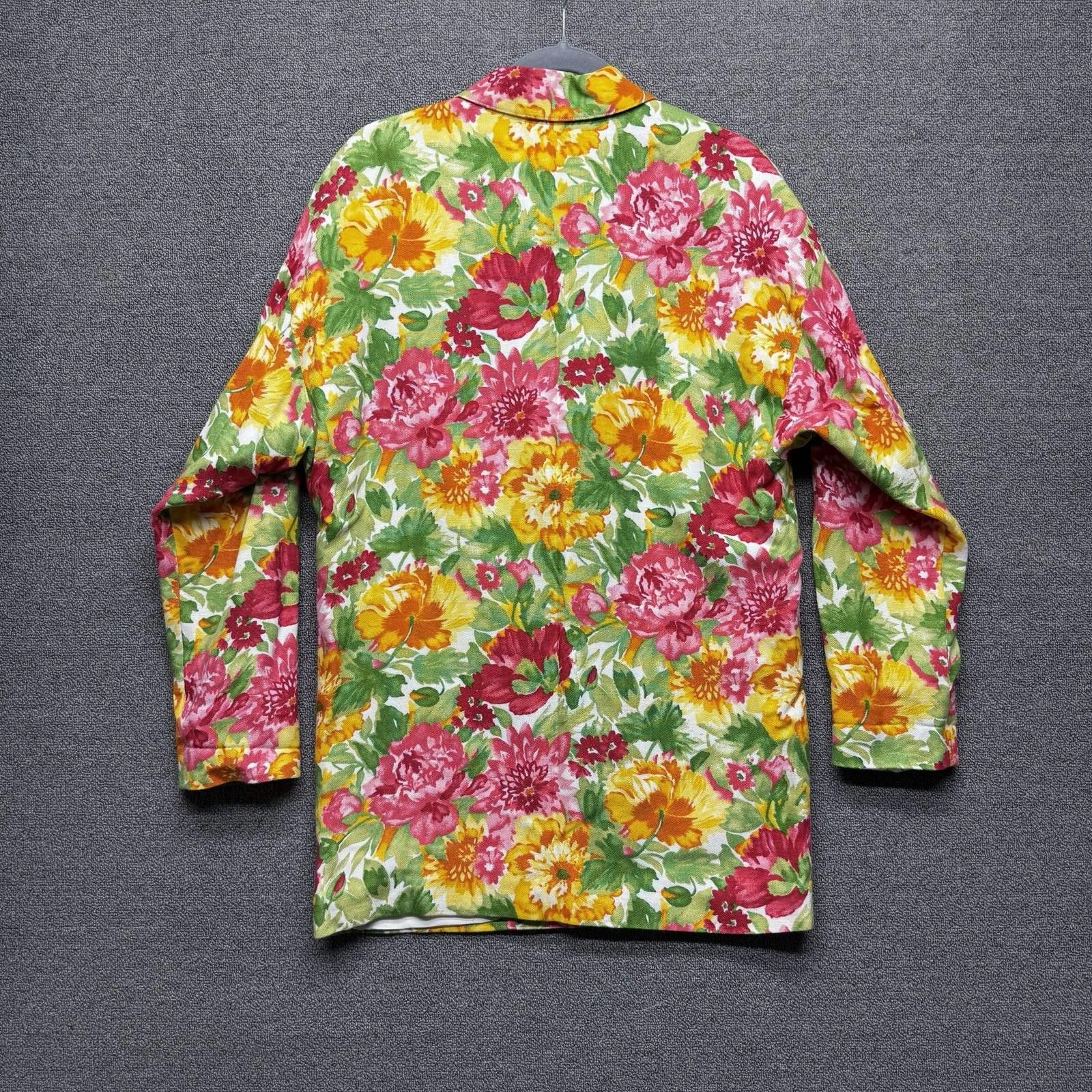 Alexander McQueen VTG Alex Floral Retro Blazer Womens 8 Multicolor Artsy Bold Size M / US 6-8 / IT 42-44 - 2 Thumbnail