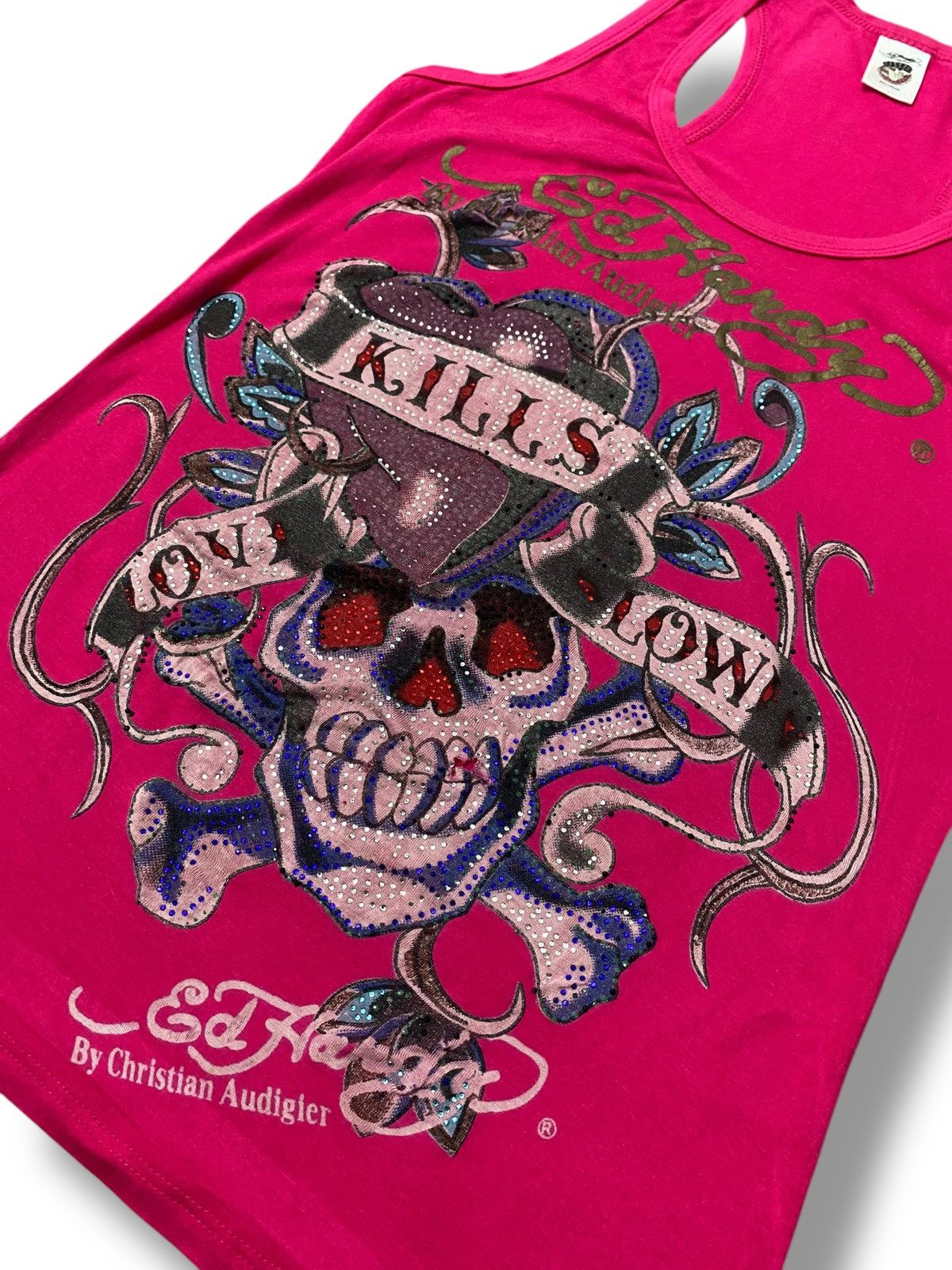 Christian Audigier Y2k Ed Hardy Love Kills Slowly Rhinestone Tank Top Size S / US 4 / IT 40 - 2 Thumbnail