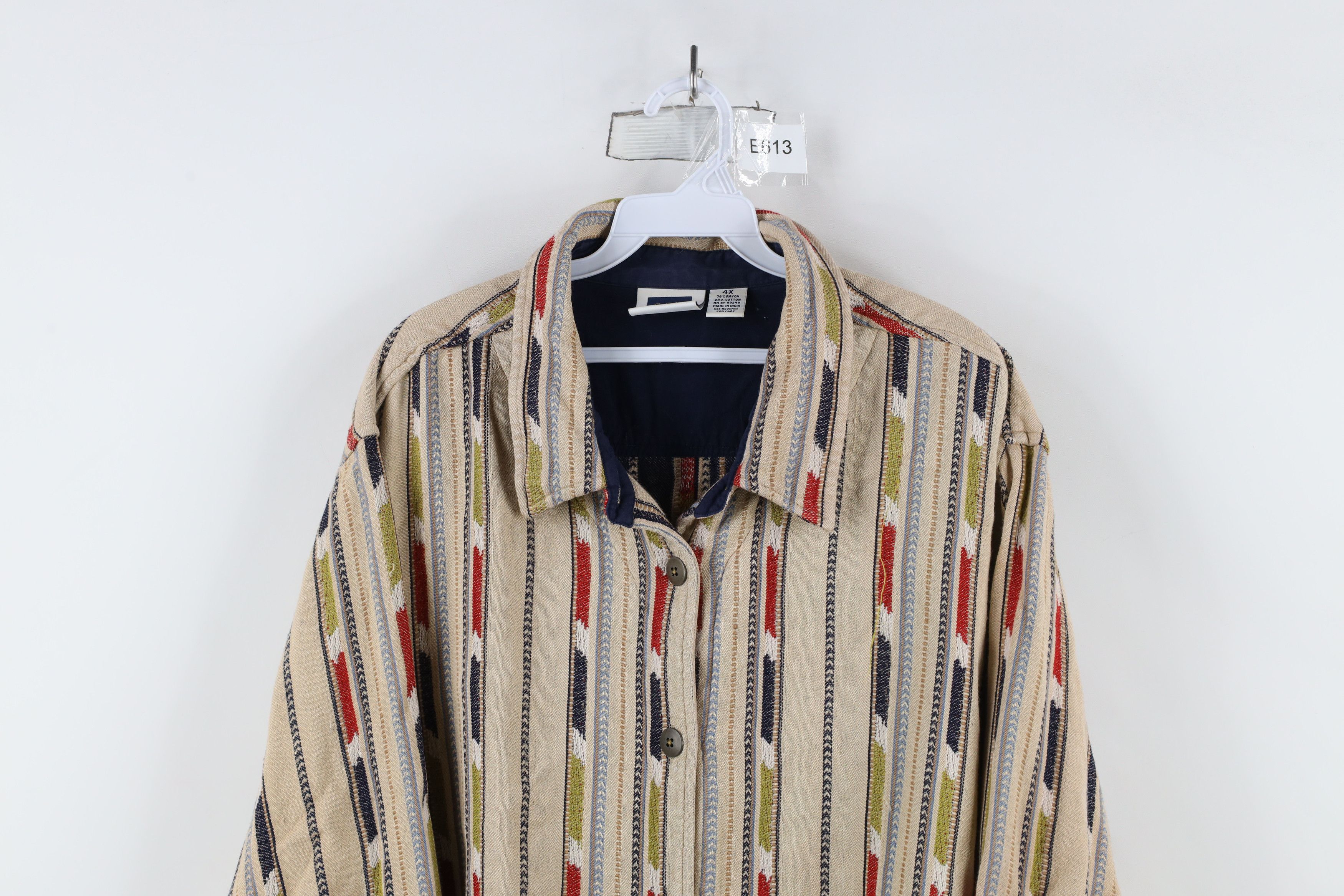 Vintage Vintage 90s Streetwear Striped Knit Button Shirt Jacket Jac Size 4XL / US 24-26 - 2 Thumbnail