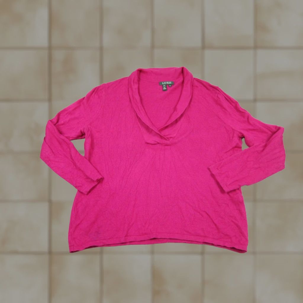 Ralph Lauren Ralph Lauren Sweater Womens Plus 2X Pink Silk Cashmere Shawl Neck Classic LRL 90s Size XXL / US 16-18 / IT 52-54 - 1 Thumbnail