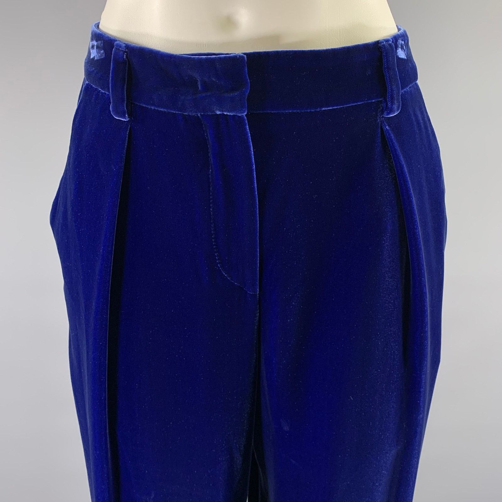 Giorgio Armani GIORGIO ARMANI Size 6 Blue Velvet Viscose Silk Pants Size US 30 / EU 46 - 2 Thumbnail