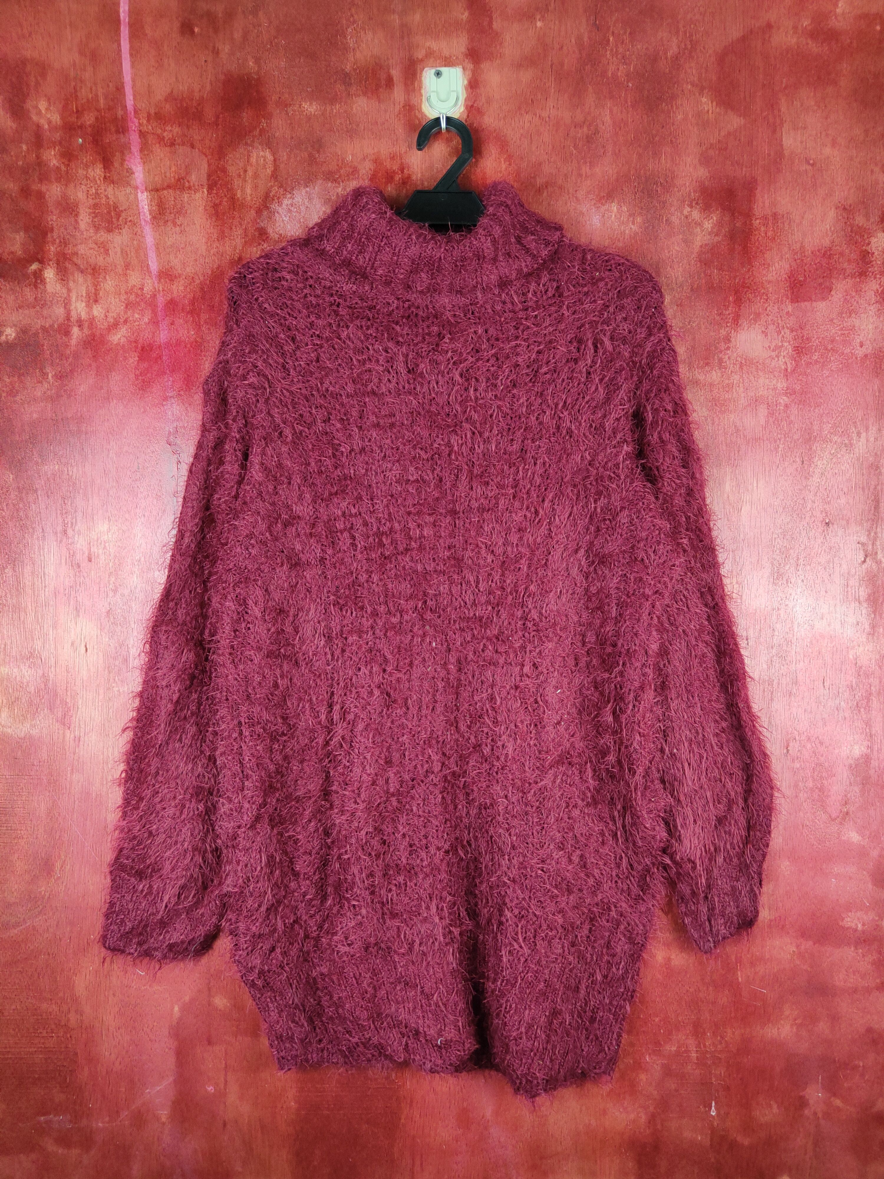 Aran Isles Knitwear Jalassio Maroon Shag Shaggy Fur Mohair Knitwear #S1943 Size L / US 10 / IT 46 - 7 Thumbnail