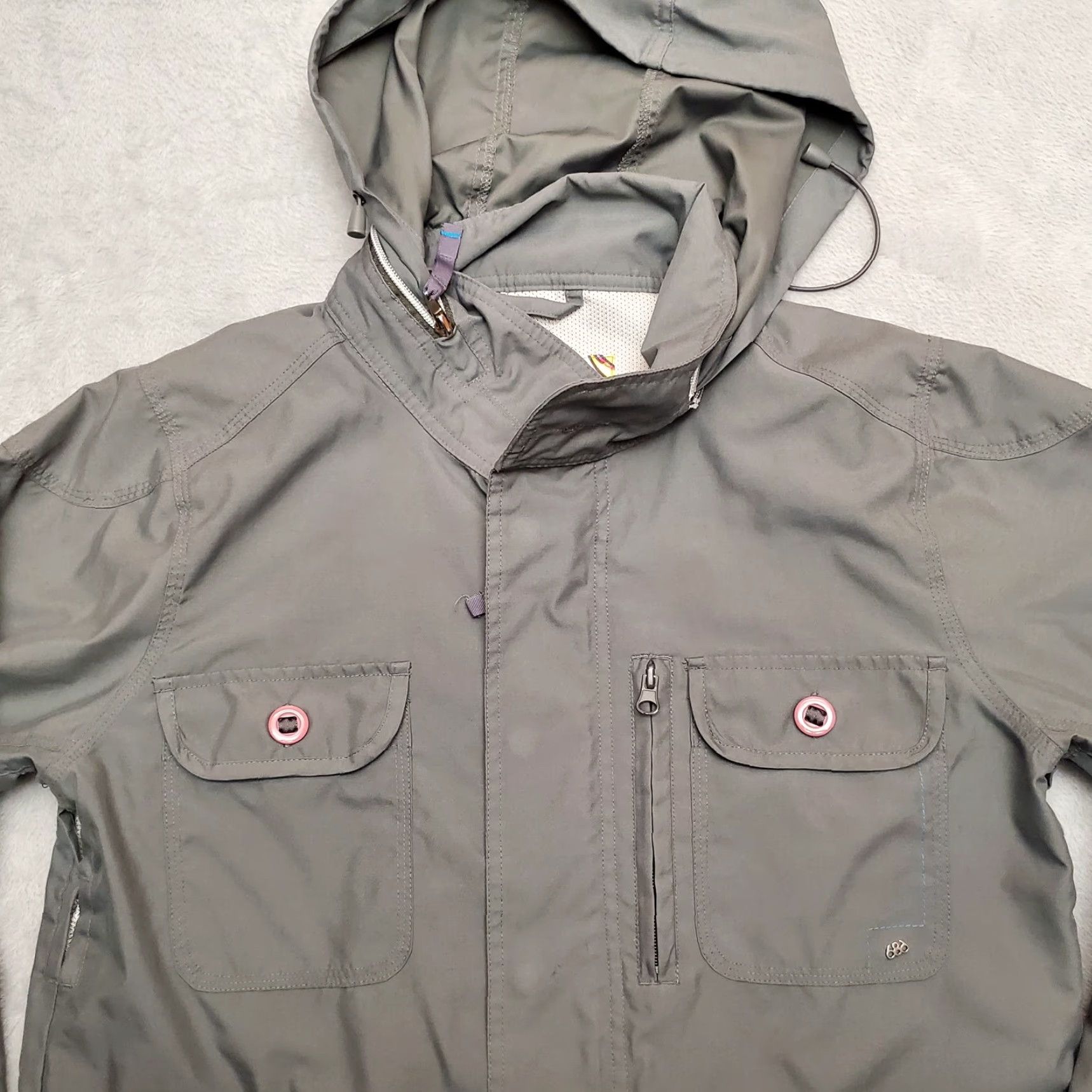 686 686 Jacket Women M Full Zip Hood Military Field Snap Pockets Gray Size M / US 6-8 / IT 42-44 - 2 Thumbnail