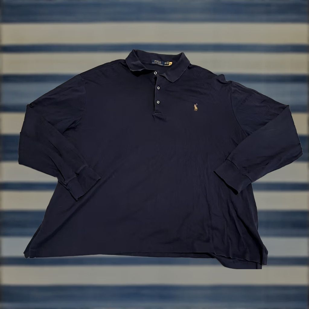 Ralph Lauren VINTAGE Polo Ralph Lauren Navy Long Sleeve Polo Shirt Mens 2XB Big & Tall Blue Polo LS Mens 2X Big 2X B&T Size US XXL / EU 58 / 5 - 1 Thumbnail