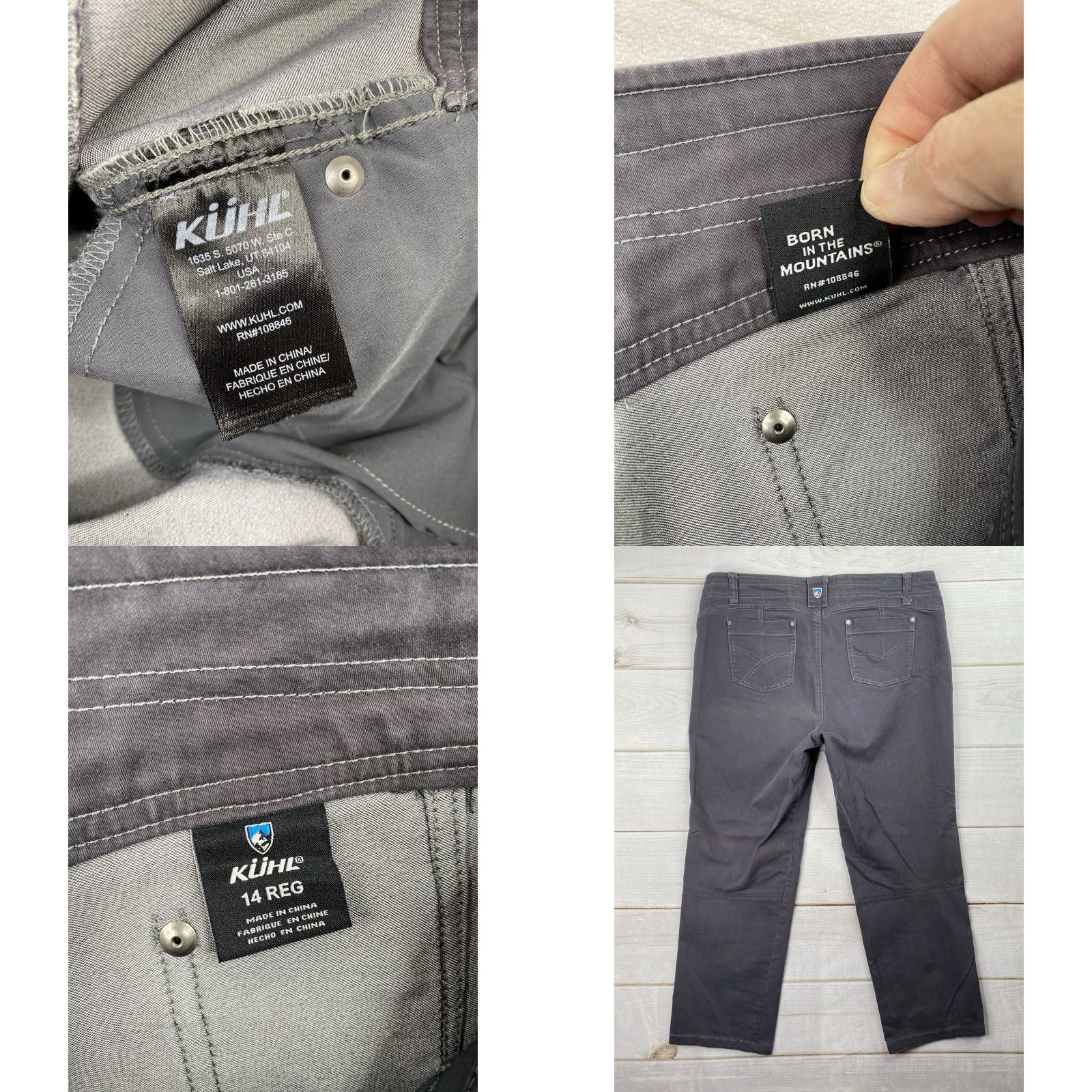 Vintage Kuhl Pants Womens 14 Gray Stretch Chino Mid Rise Reinforced Seams Pockets Logo Outdoor Casual Size 36" / US 14 / IT 50 - 8 Thumbnail