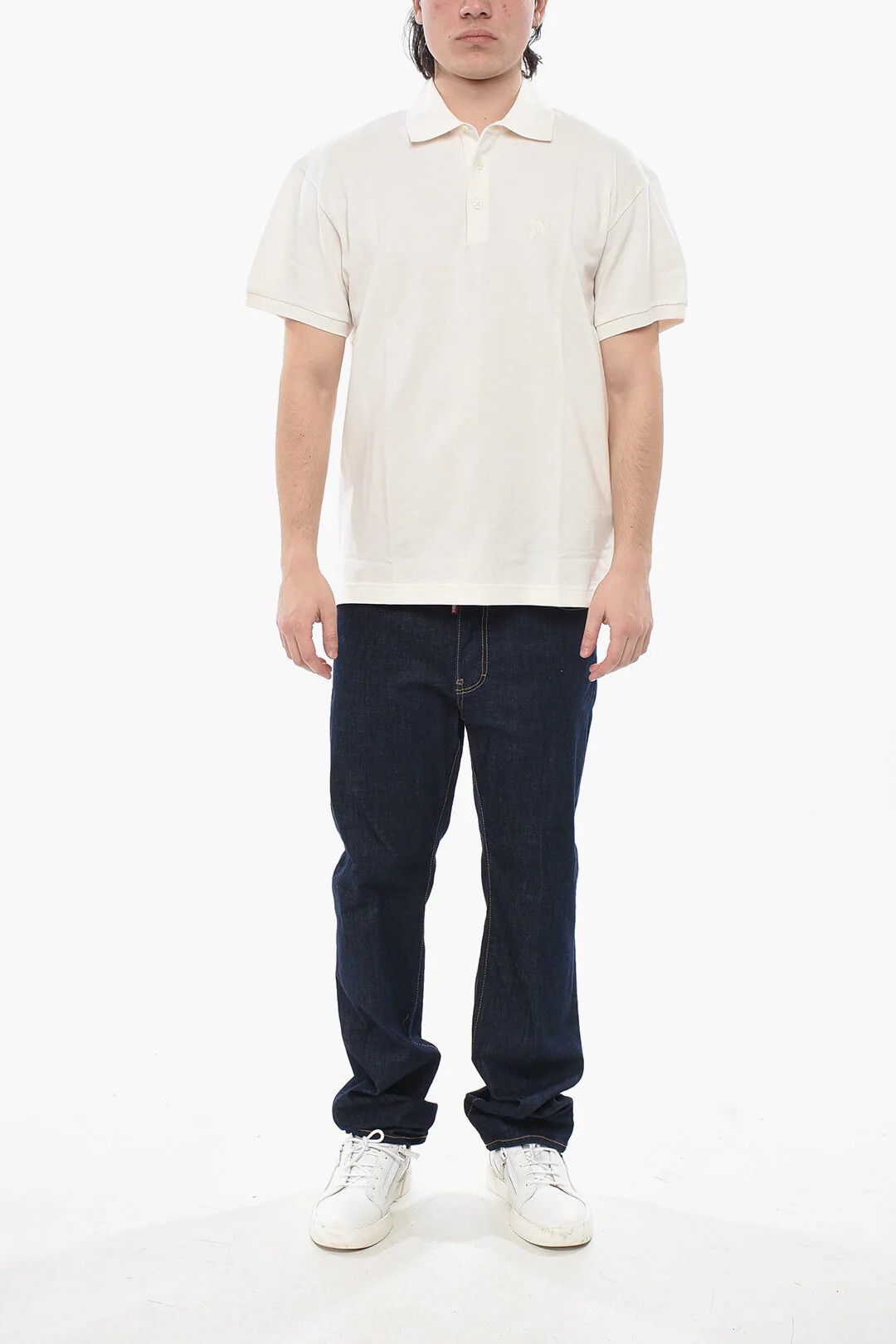 Palm Angels og1mm0226 Cotton Piqué Polo Shirt in White Size US XS / EU 42 / 0 - 4 Thumbnail