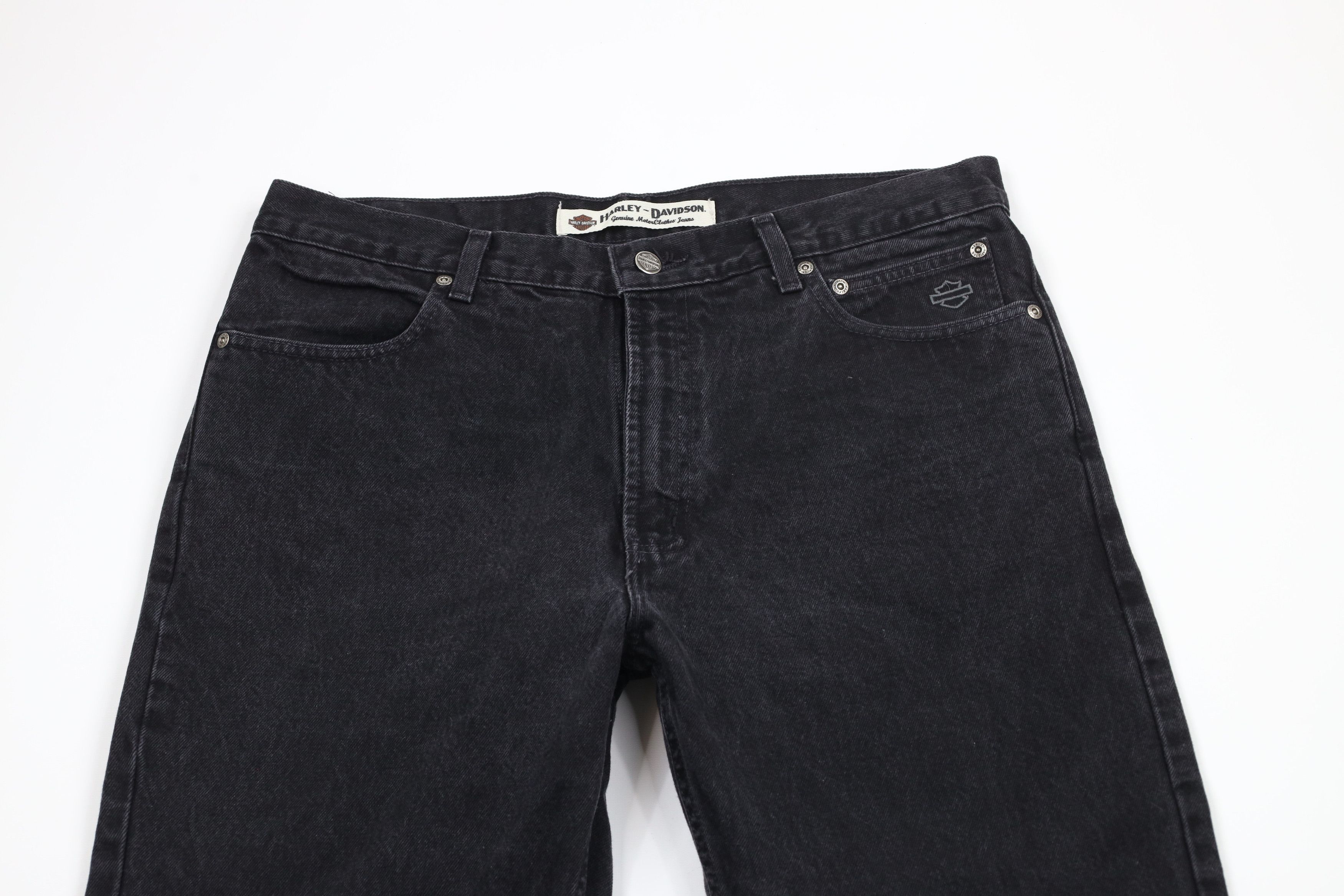 Harley Davidson × Vintage Vintage Harley Davidson Straight Leg Denim Jeans Black Size US 36 / EU 52 - 2 Thumbnail