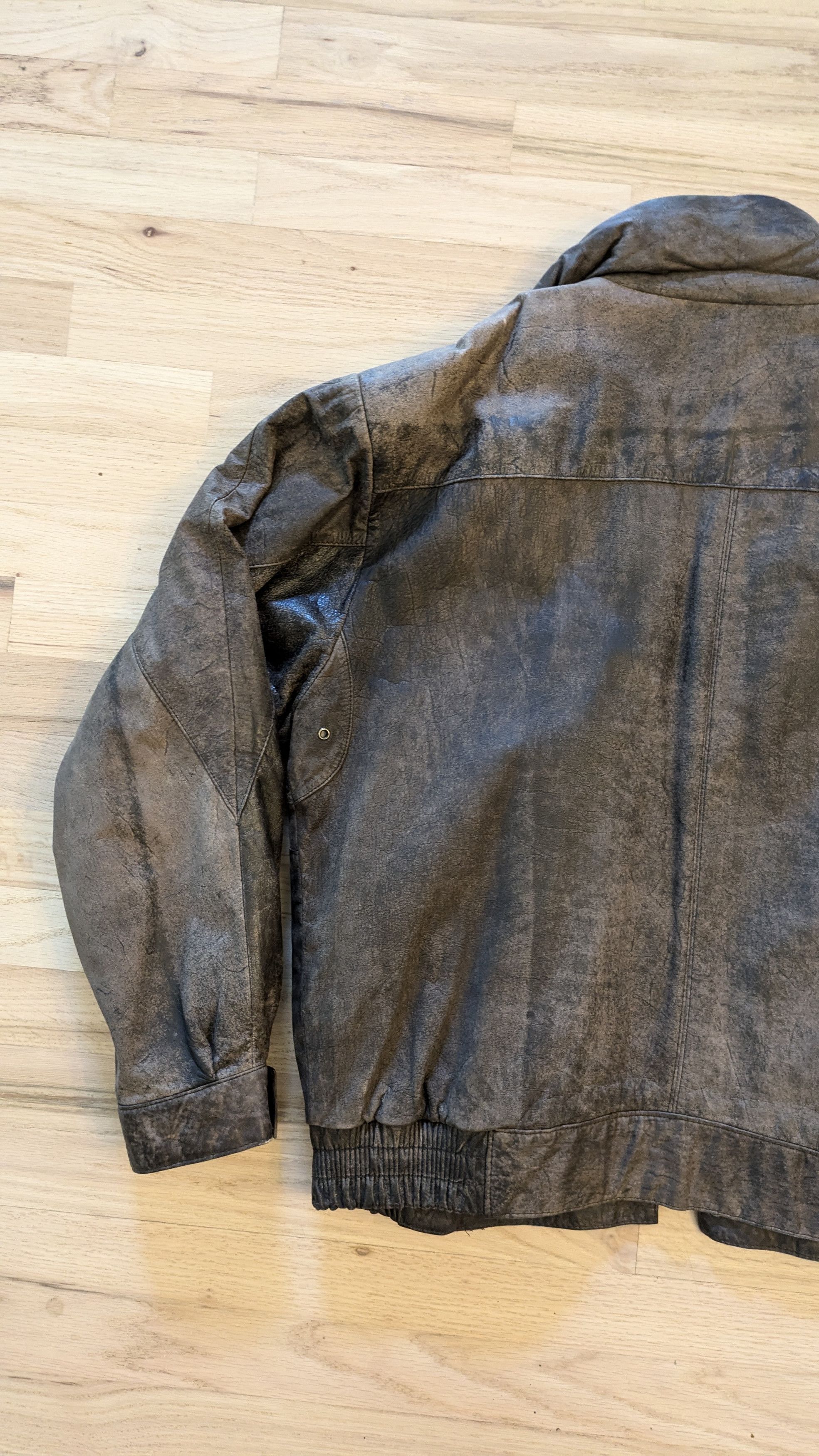 Vintage Genuine Leather Faded Brown Bomber Jacket Size US XL / EU 56 / 4 - 10 Thumbnail