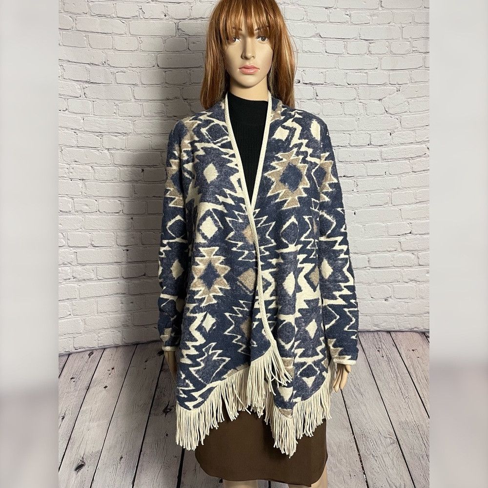 Lucky Brand NWT New $129 Lucky Brand Aztec Print Fringed Brushed Knit C Size S / US 4 / IT 40 - 3 Thumbnail