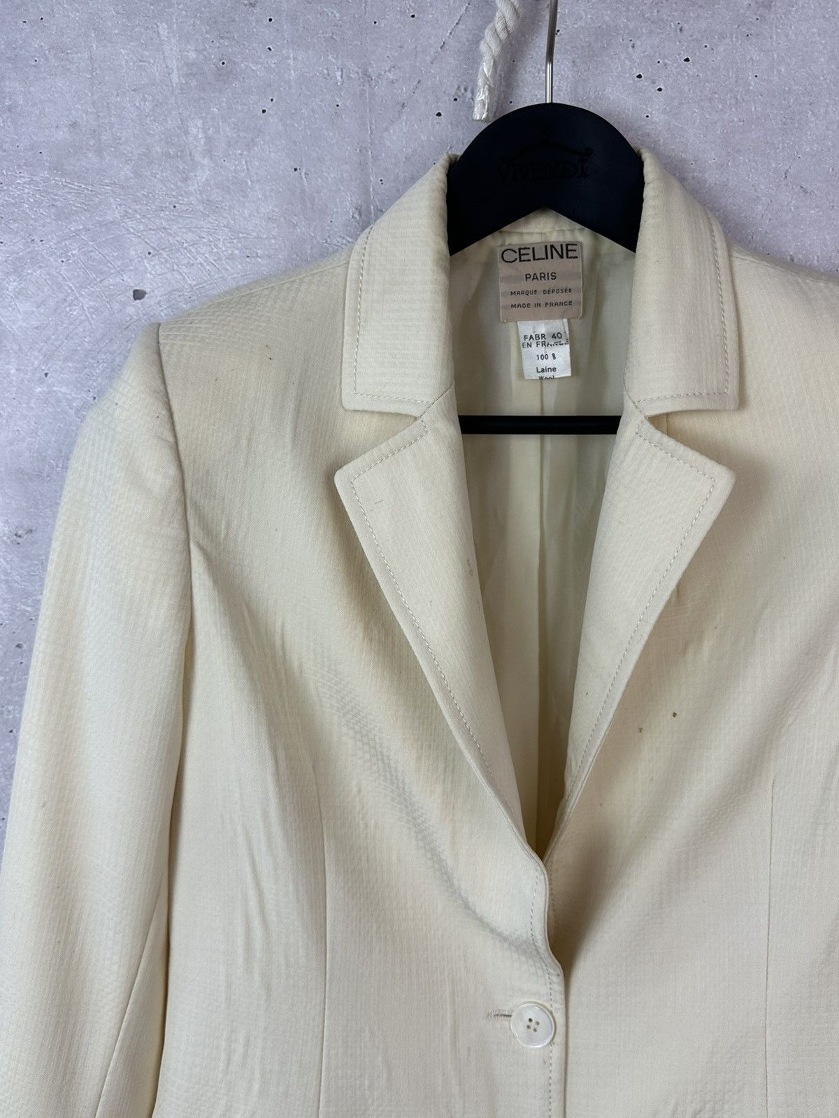 Celine Vintage Celine Paris Beige Wool Women’s Blazer Jacket Size S / US 4 / IT 40 - 2 Thumbnail