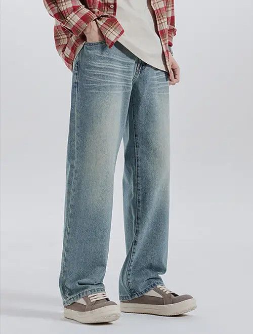 VIBE American retro loose raw edge high street wide leg jeans Size US 32 / EU 48 - 5 Thumbnail