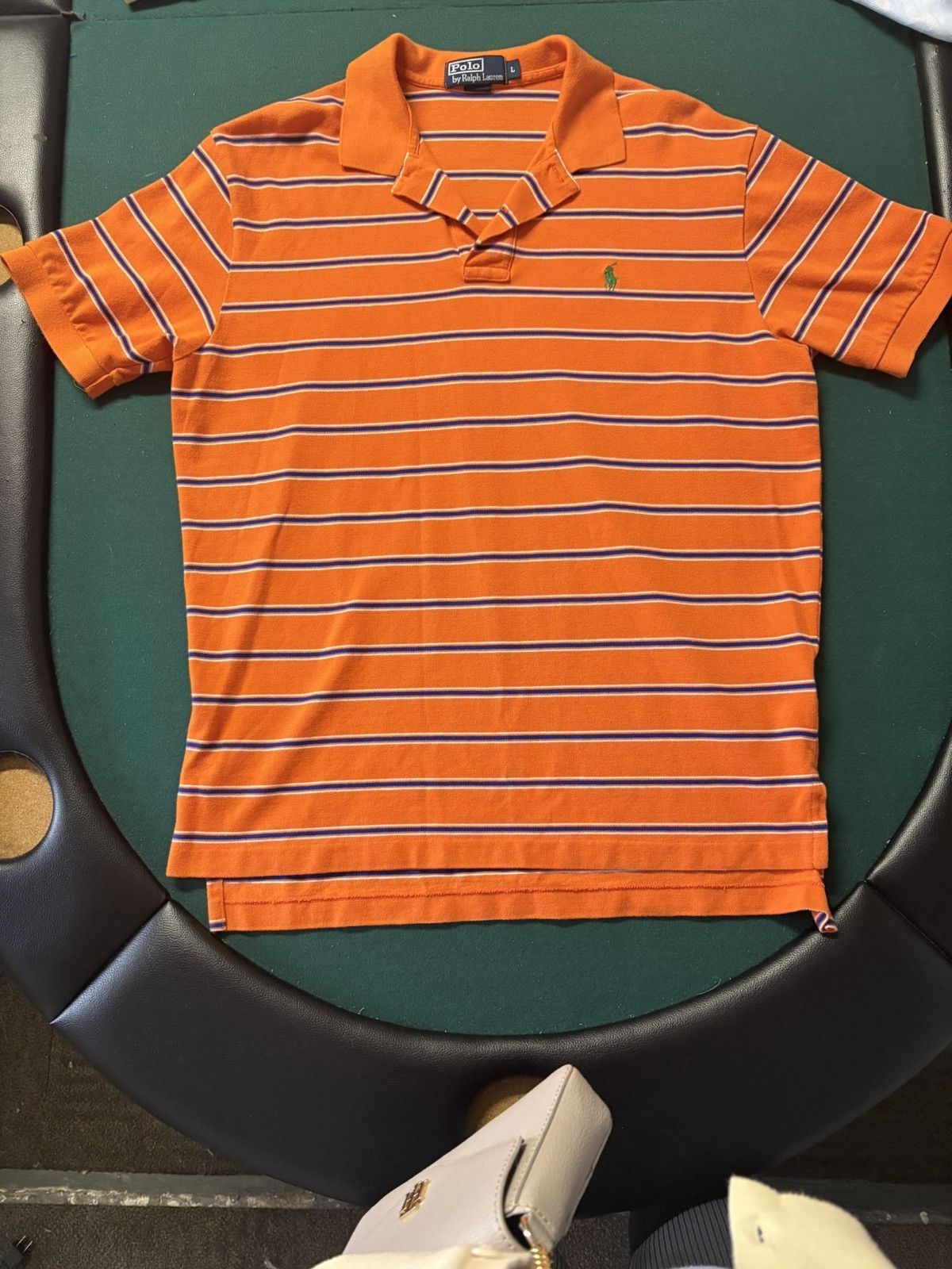 Polo Ralph Lauren Polo Ralph Lauren Striped Polo Shirt Orange Size L Size US L / EU 52-54 / 3 - 2 Thumbnail
