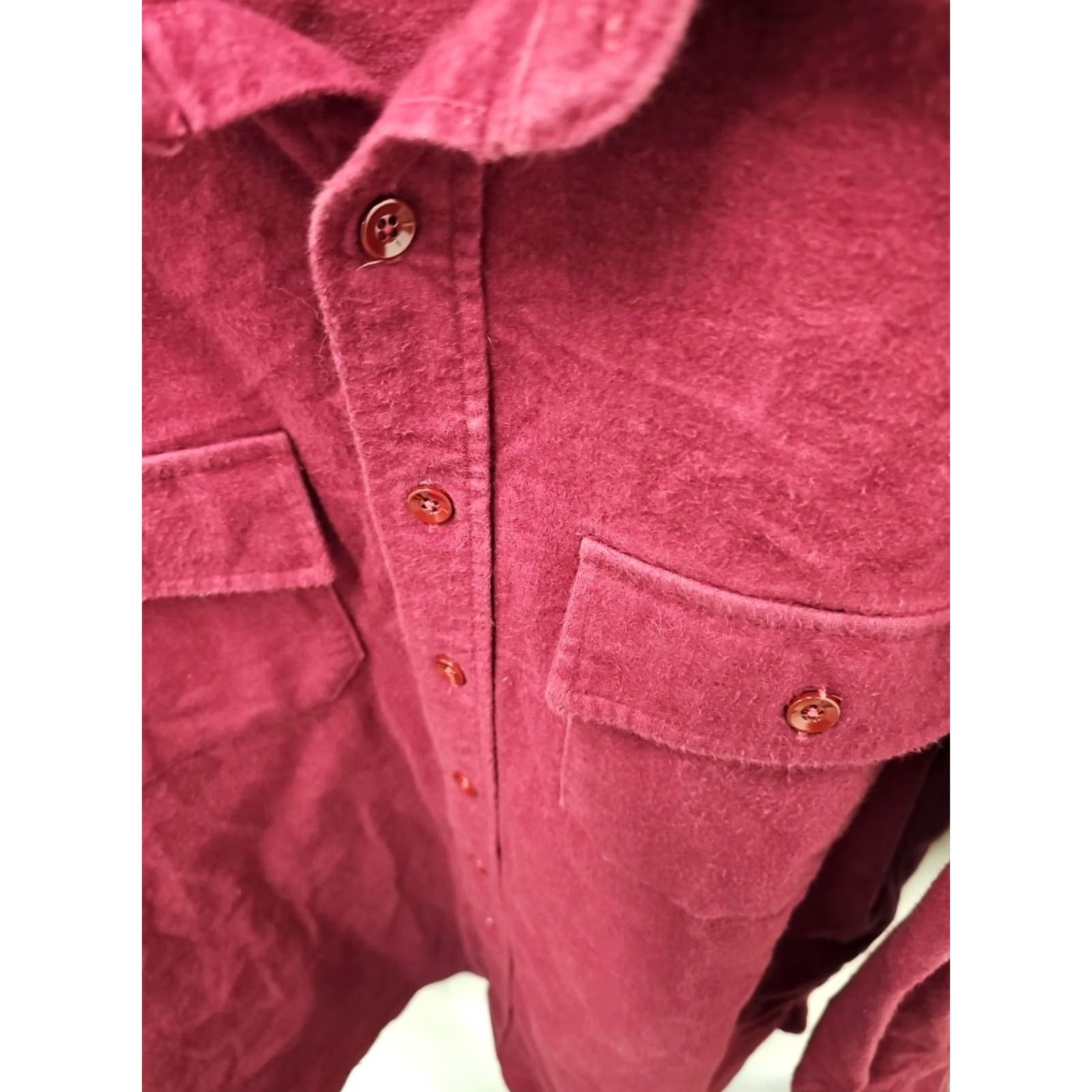 Vintage VINTAGE L.L.Bean Shirt Mens 17 Tall Flannel Made USA Red Button-Front Cotton Long Sleeve Collared Classic Distressed/Worn In USA Theme Mens Size US XL / EU 56 / 4 - 4 Thumbnail