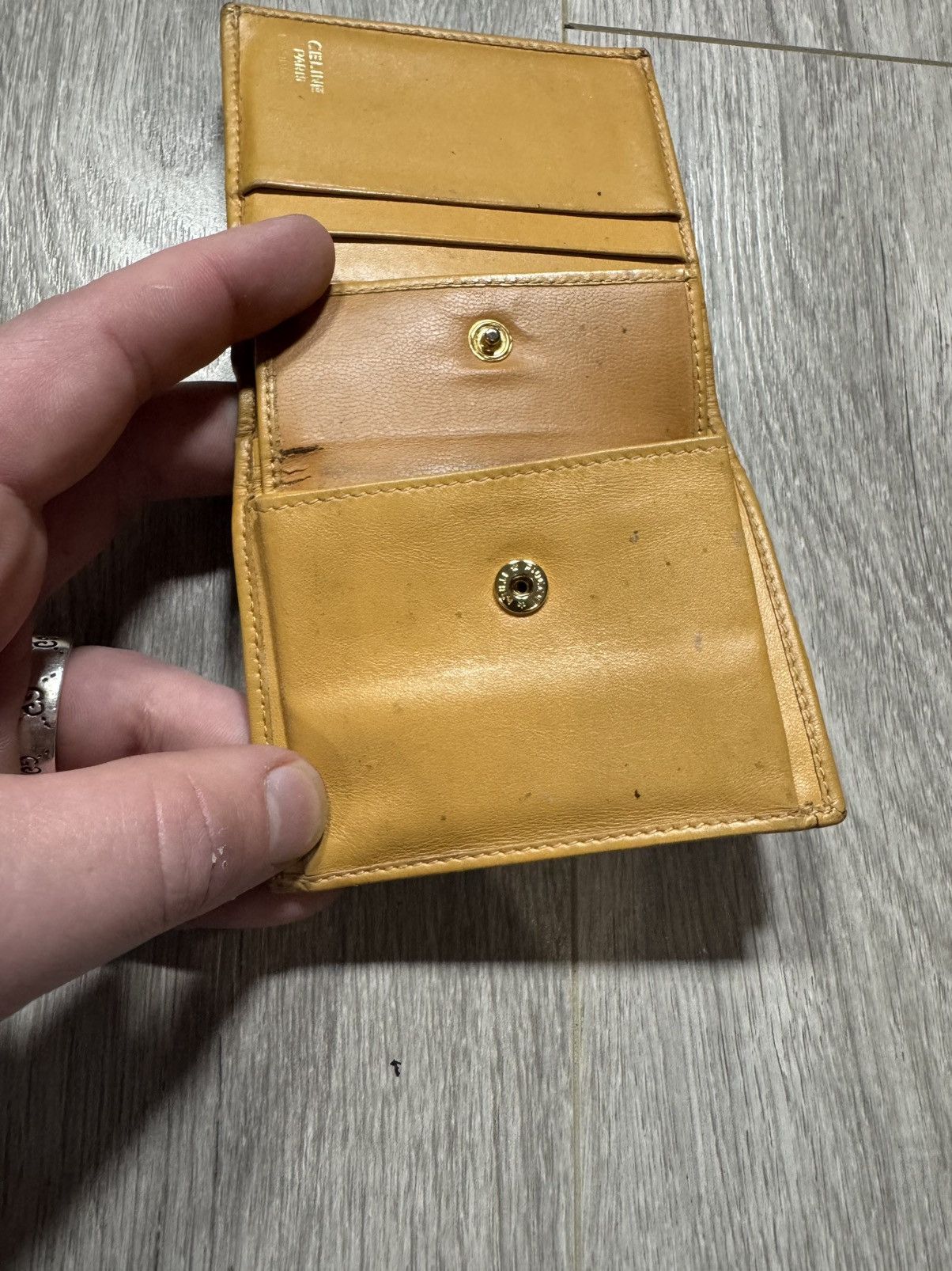 Celine × Vintage CELINE Macadam Triomphe Bi-Fold Wallet Leather Beige Brown Size ONE SIZE - 10 Thumbnail