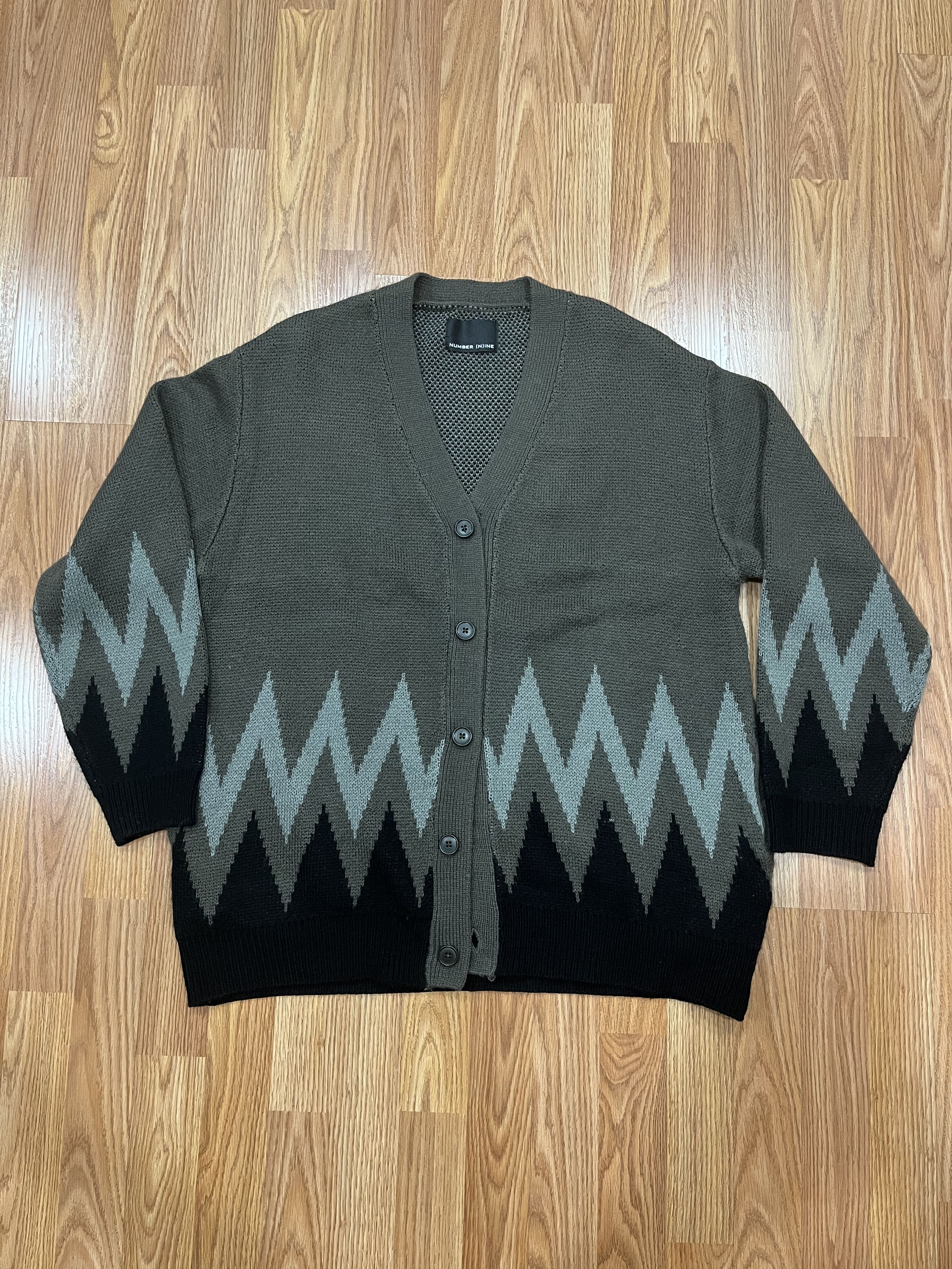 image of Number N Ine Number (N)Ine Zigzag Cardigan in Light Brown, Men's (Size Small)
