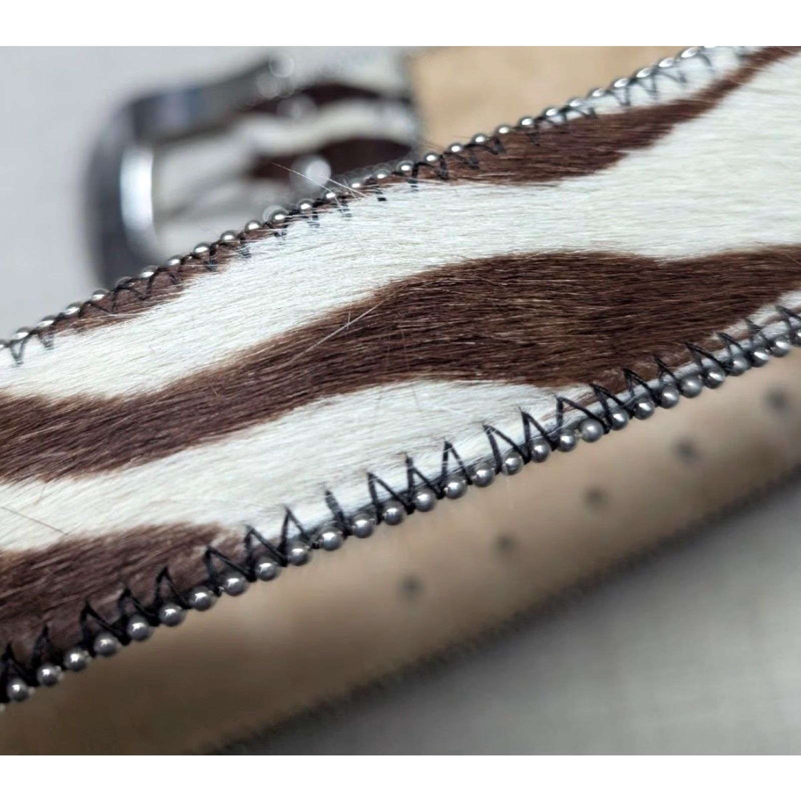 Vintage VINTAGE western belt cowhair leather rhinestone studs 38 brown MENS Western Belt Size 38 - 5 Thumbnail