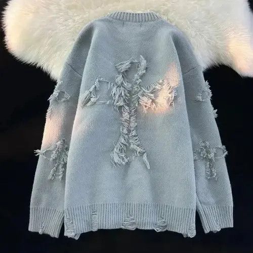 Japanese Brand × Vintage Hole Fringed Sweater Loose Versatile Size US S / EU 44-46 / 1 - 1 Thumbnail