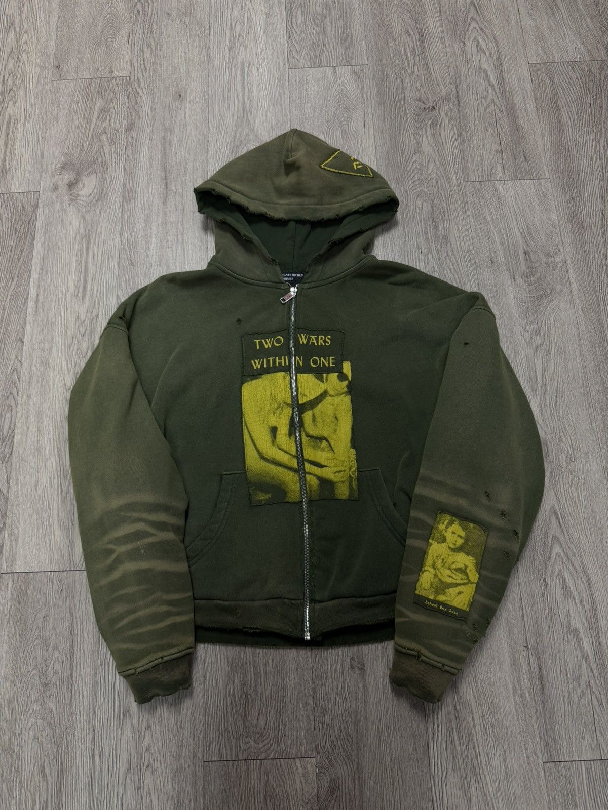 Enfants Riches Deprimes ENFANTS RICHES DÉPRIMÉS Green Two Wars Zip Up Hoodie Medium Size US M / EU 48-50 / 2 - 1 Thumbnail