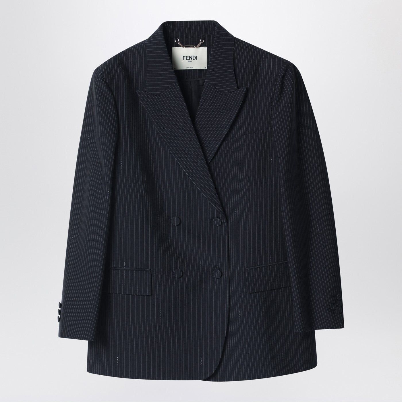 Fendi Fendi Navy Blue Pinstriped Wool Blazer Size S / US 4 / IT 40 - 1 Thumbnail