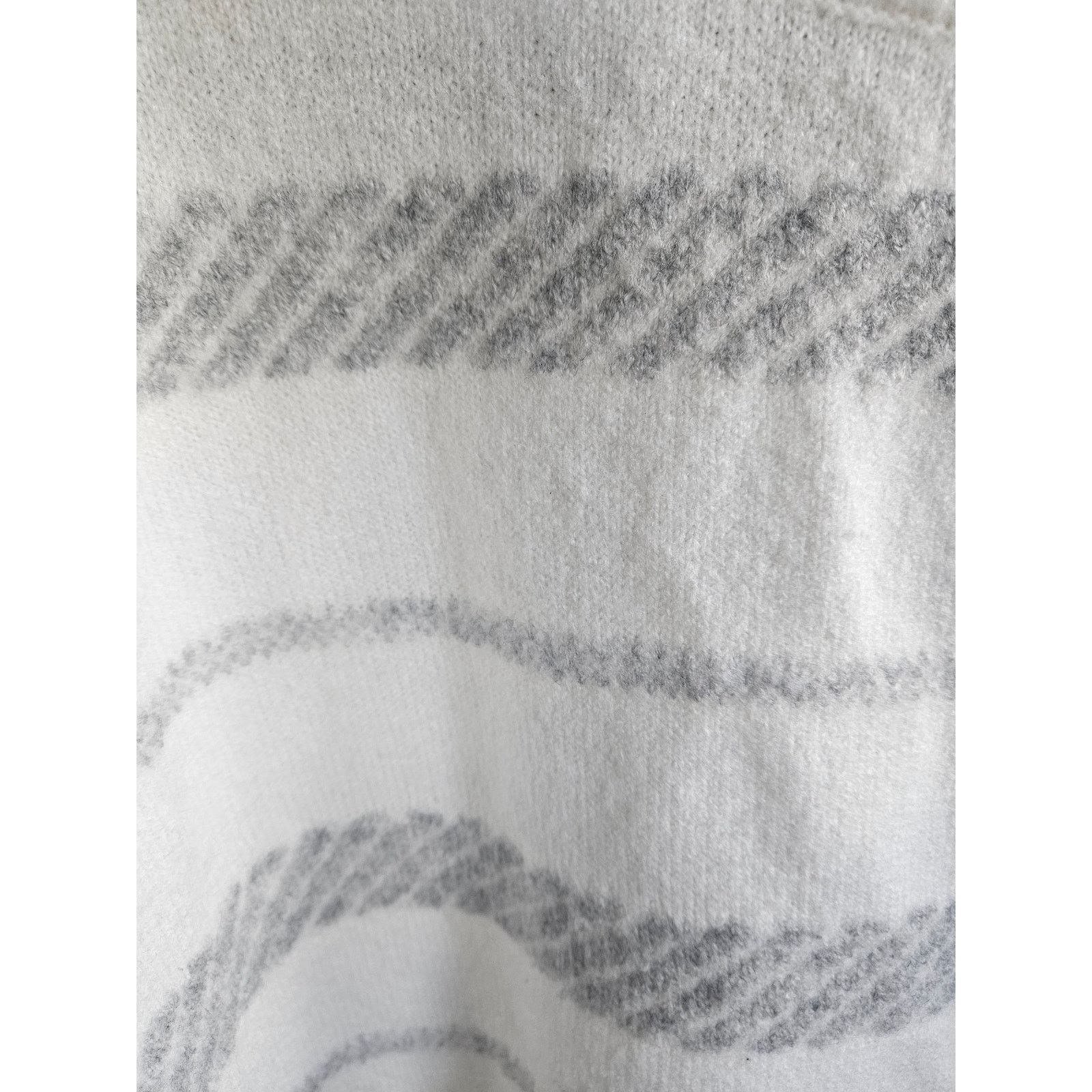 Topshop White & Grey Striped Crewneck Sweater Classic Pullover Knit Size M / US 6-8 / IT 42-44 - 4 Thumbnail