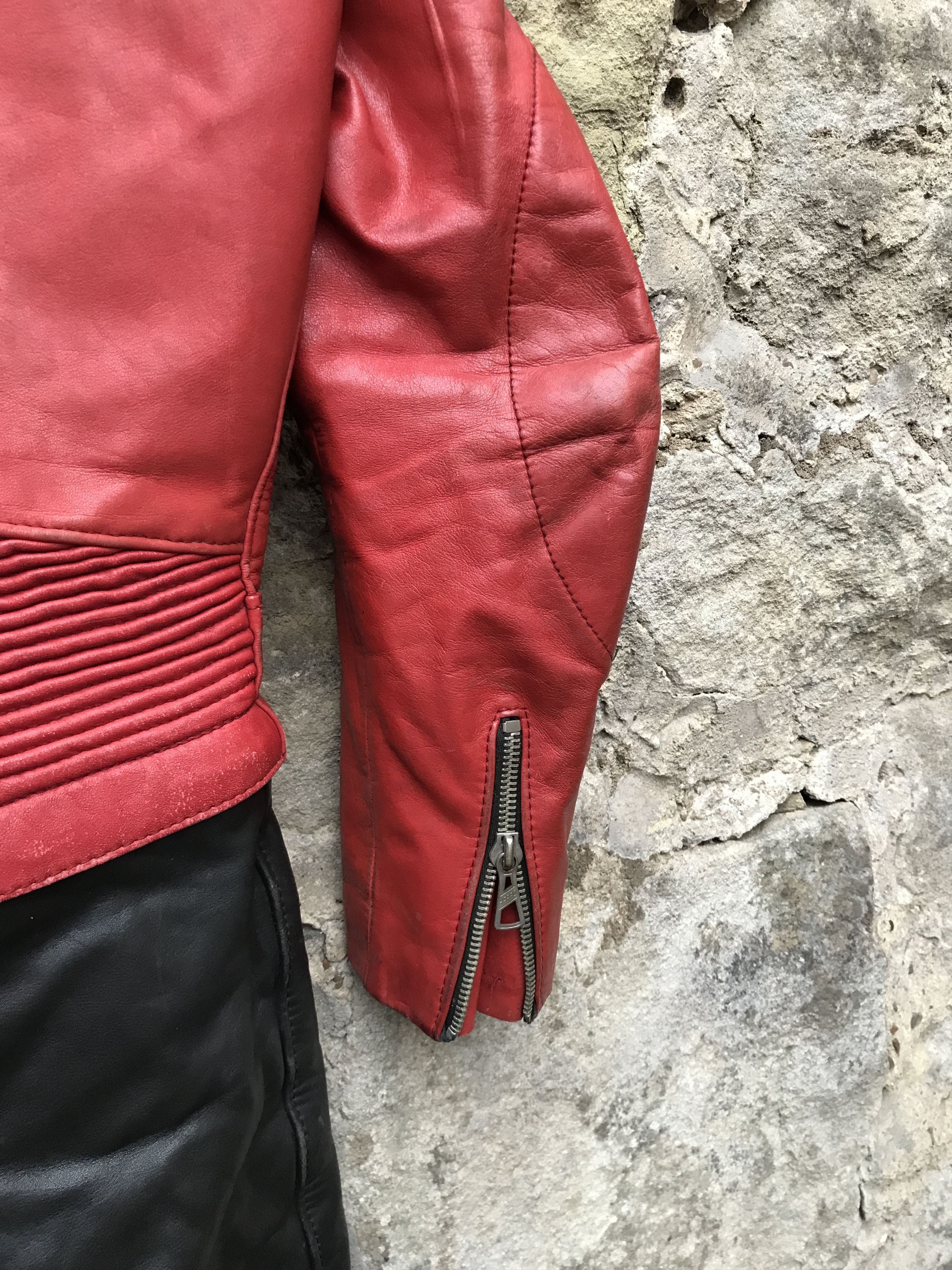 Vintage 70s Kombi Harro Distressed Leather Biker Jacket/ Racing Suit Size US S / EU 44-46 / 1 - 18 Thumbnail