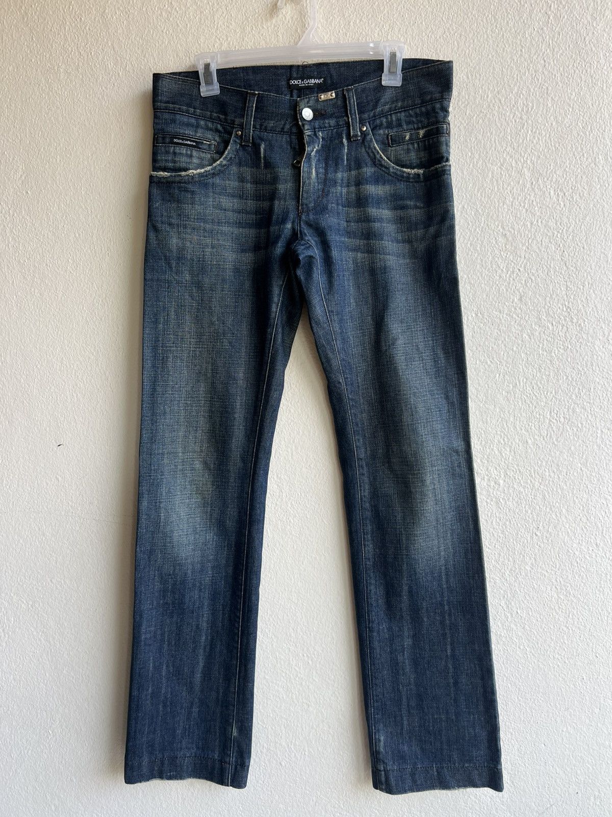 Dolce & Gabbana Vintage Y2K Dolce & Gabbana Distress Denim Slim Jeans Size US 31 - 2 Thumbnail