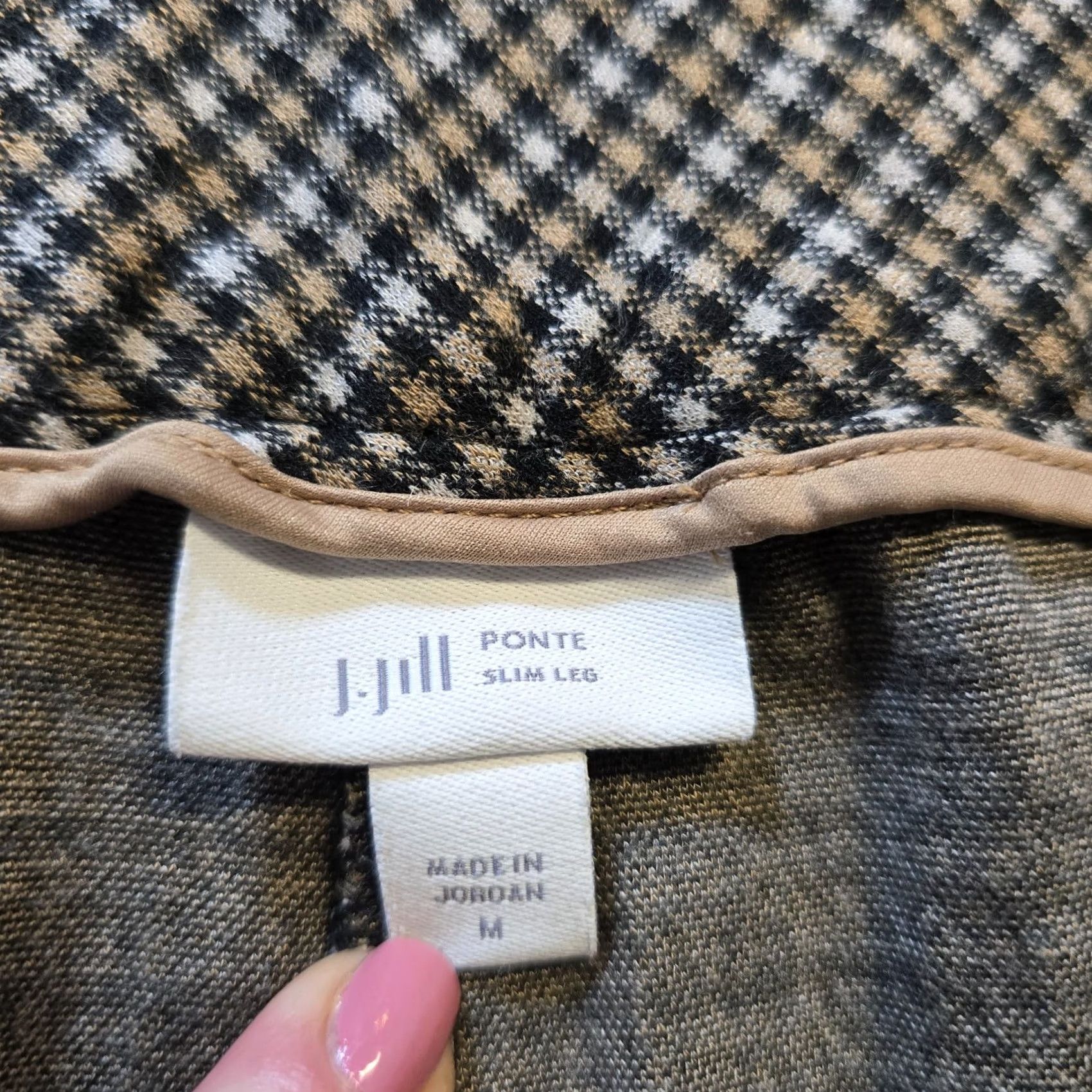 J. Jill J Jill Pants Womens Medium Black Plaid Ponte Slim Leg Stretchy Casual Career Shirt? Size 32" / US 10 / IT 46 - 4 Thumbnail