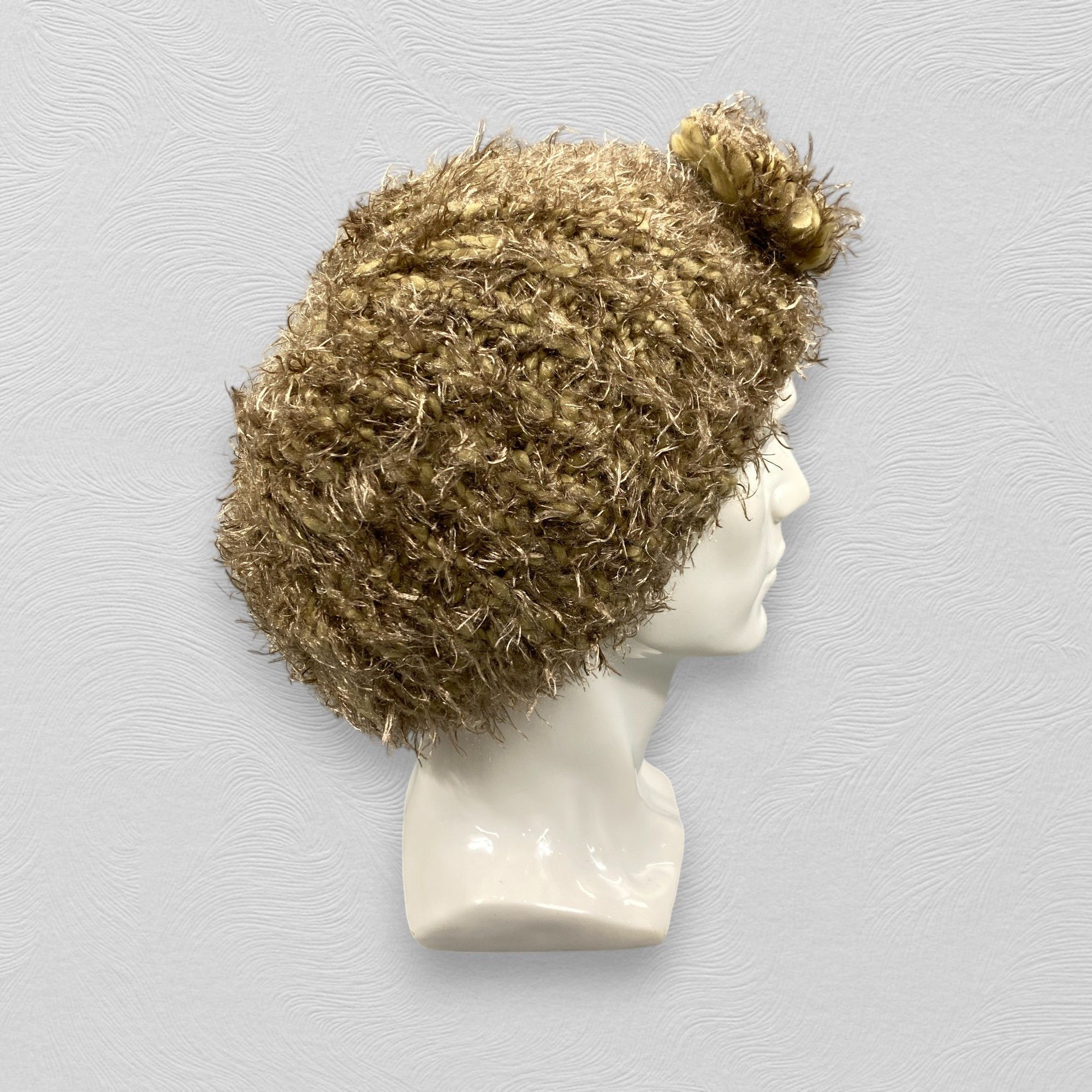 Japanese Brand Ribbon Brown Fur Beanie -BN675 Size ONE SIZE - 4 Thumbnail
