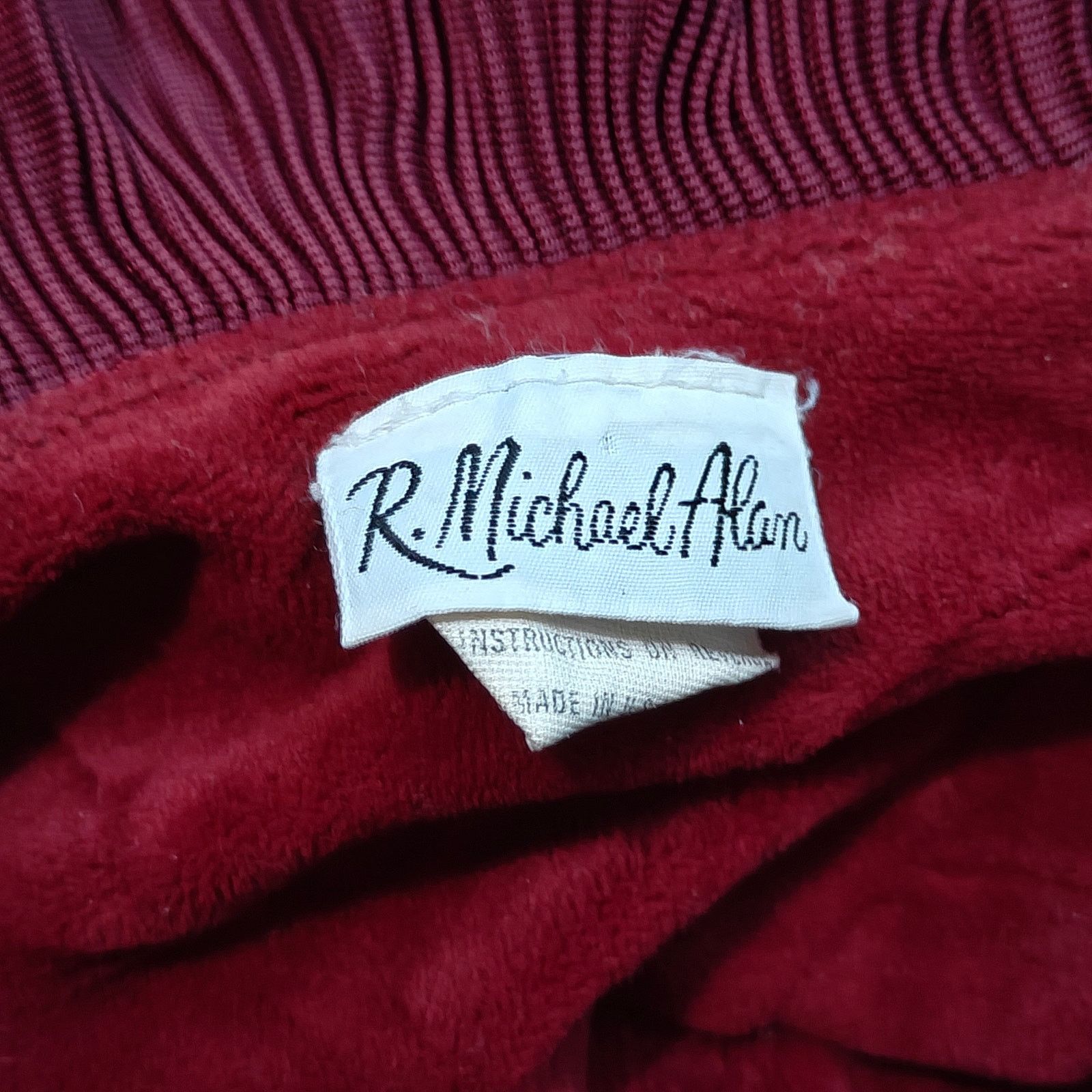 Vintage Vintage R. Michael Alan Deep Red Ruffle Trim House Coat Robe Size ONE SIZE - 5 Thumbnail
