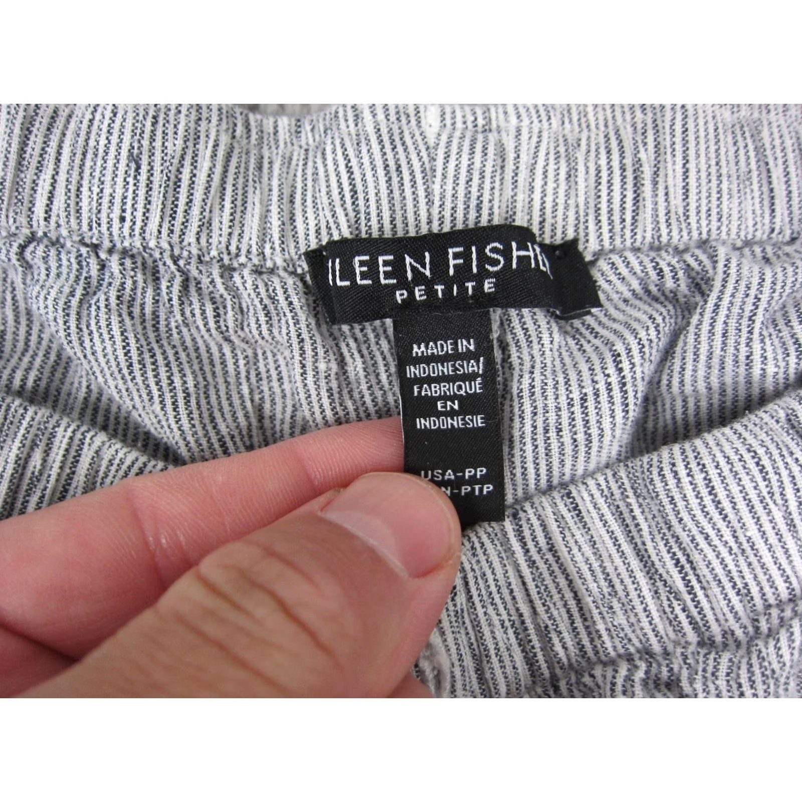 Eileen Fisher Eileen Fisher Pants Womens PP Petite Blue Linen Striped Crinkle Lantern Ankle Size 24" / US 00 / IT 34 - 4 Thumbnail