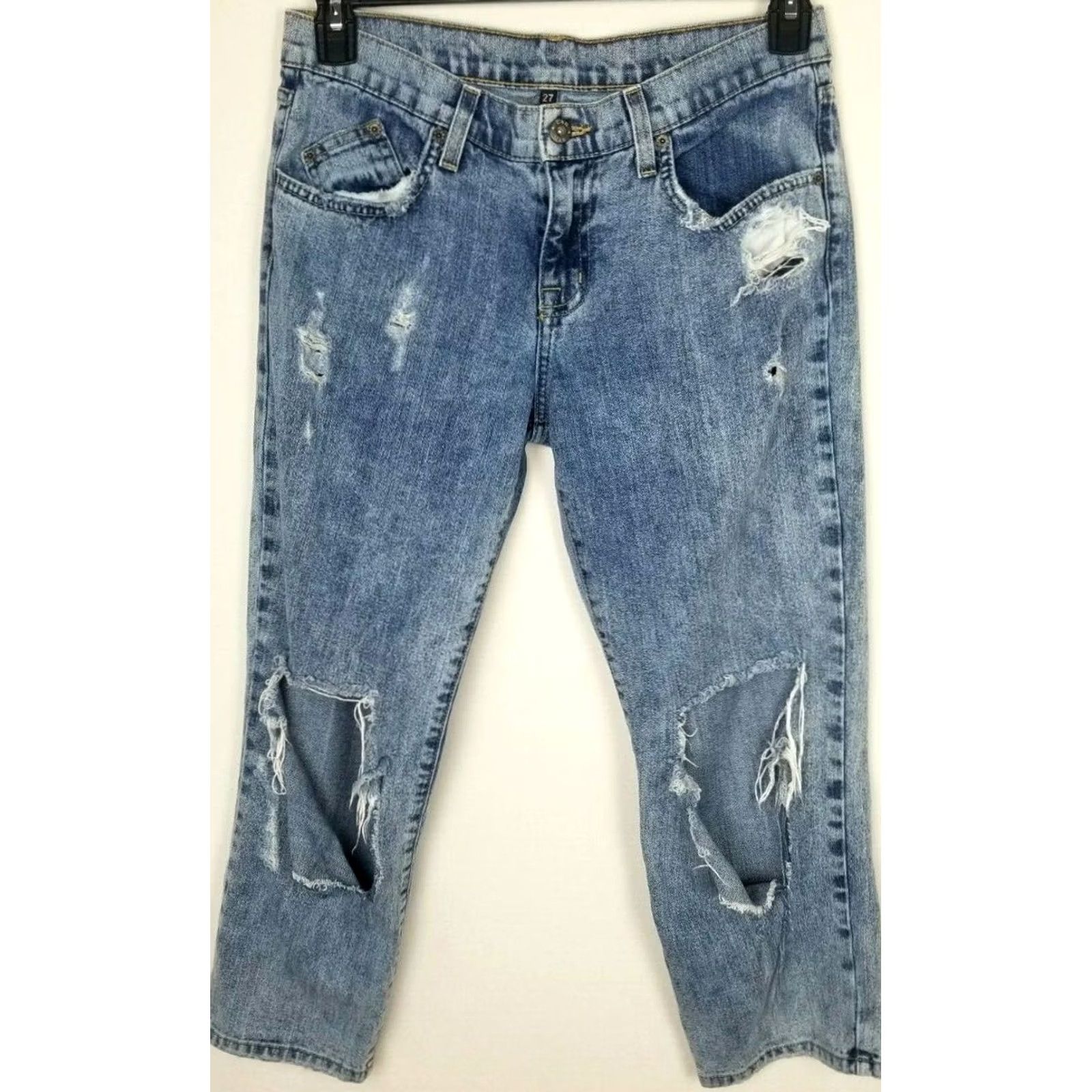 Vintage CARMAR Womens Jeans Blue 27 Ripped Straight Cotton USA Denim, Size 27, Regular, Blue, Women, Jeans, Straight, USA, Carmar Size 27" / US 4 / IT 40 - 2 Thumbnail