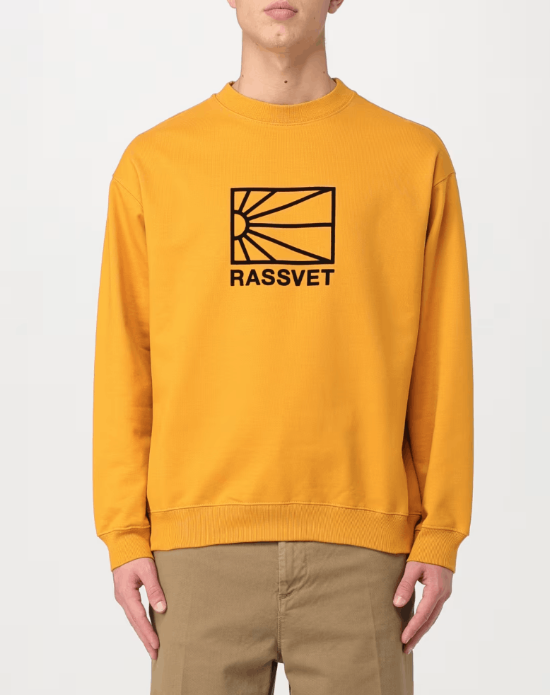Gosha Rubchinskiy NWT Rasset Logo Yellow Crew Neck Sweater M Gosha Rubchinskiy Grailed