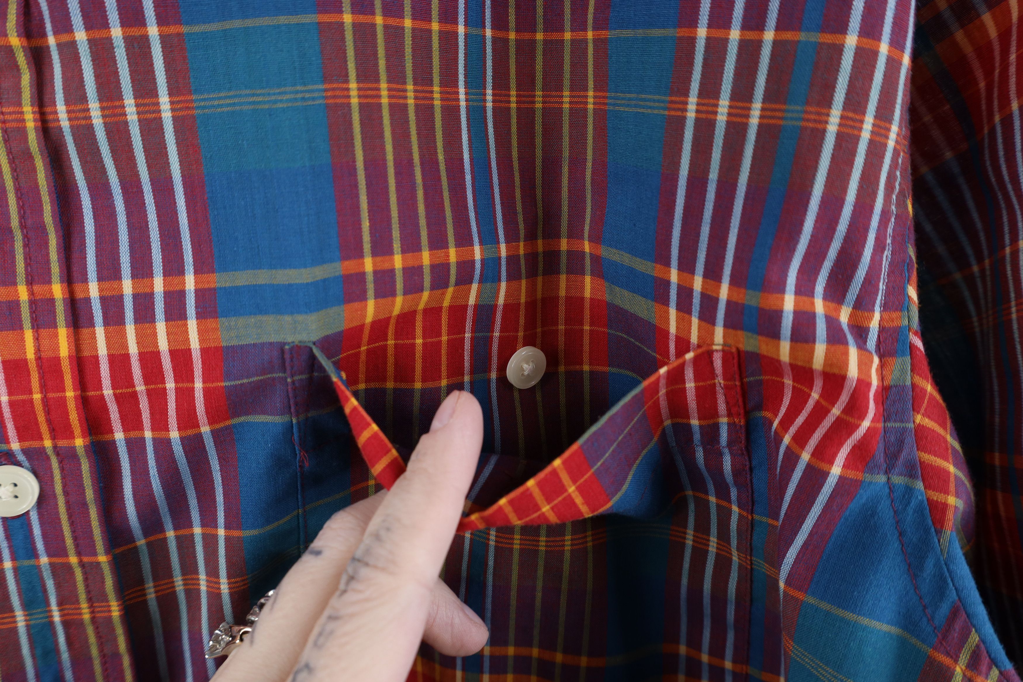 Vintage Vintage 90s Streetwear Madras Plaid Button Down Shirt Size US L / EU 52-54 / 3 - 4 Thumbnail