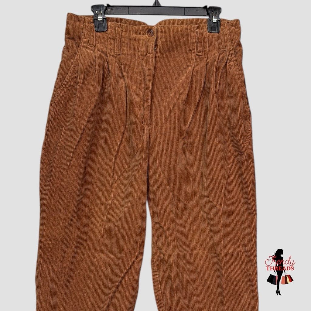 Vintage VTG 70s 80s SMALL MEDIUM Corduroy High Rise Tapered Wide Leg Size 32" / US 10 / IT 46 - 2 Thumbnail