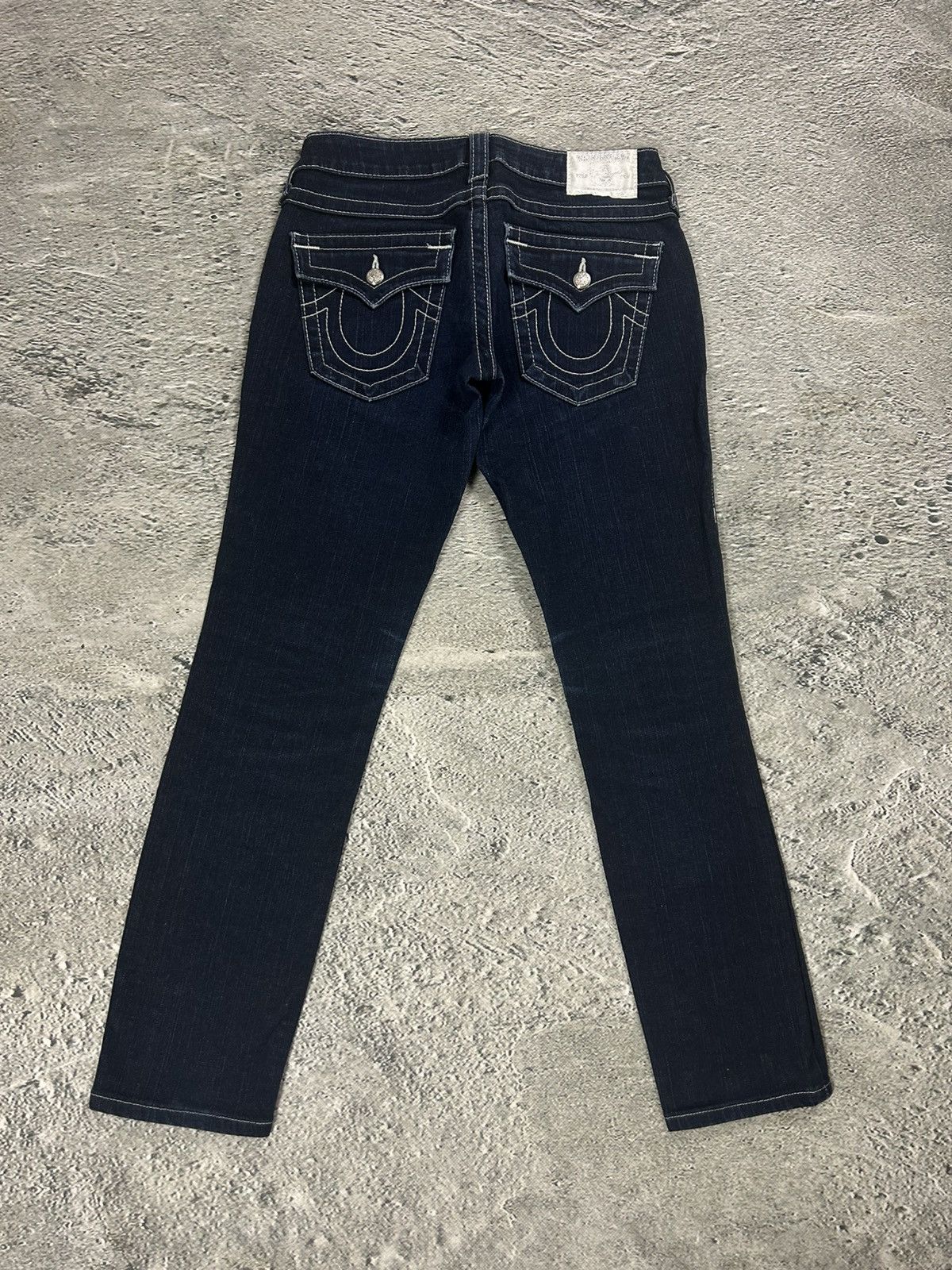 True Religion True Religion jeans slim white rhinestones vintage blue Size 27" / US 4 / IT 40 - 1 Thumbnail