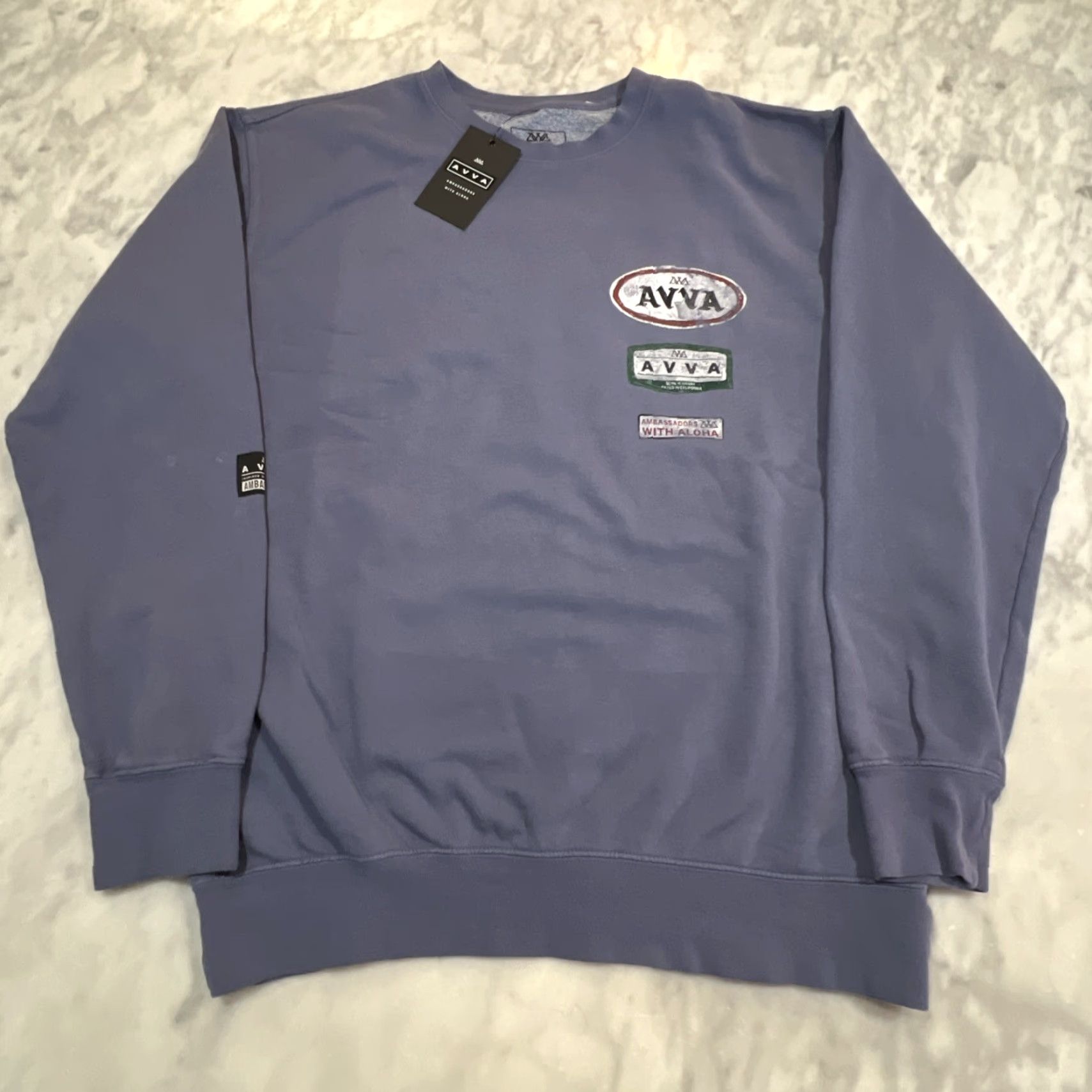Vintage AVVA Hawaiian Sweatshirt Men Medium Pullover Amplified Service Faded Indigo NWT Size US M / EU 48-50 / 2 - 2 Thumbnail