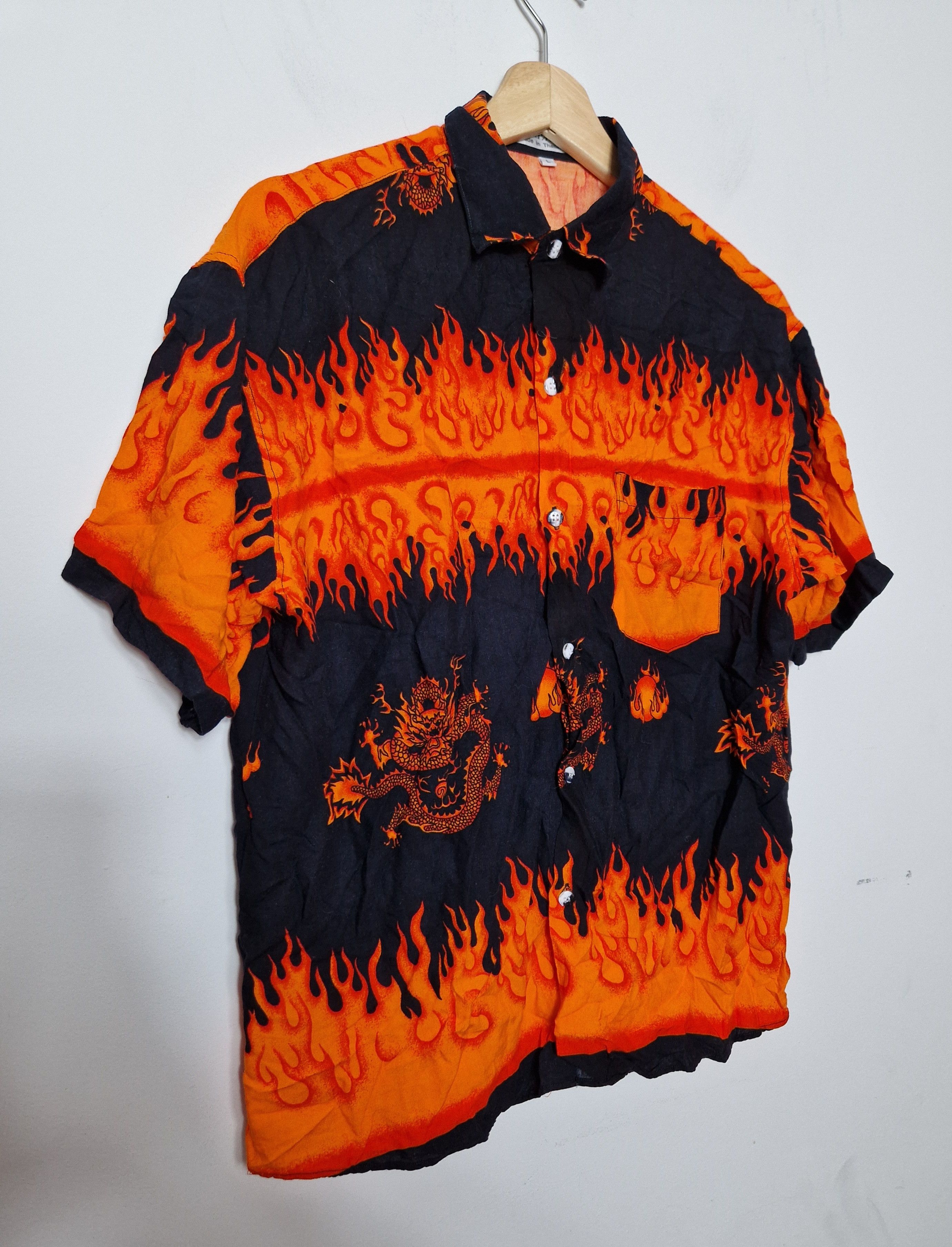 Vintage vintage y2k 2000s flame shirt crazy 90s Size US L / EU 52-54 / 3 - 2 Thumbnail