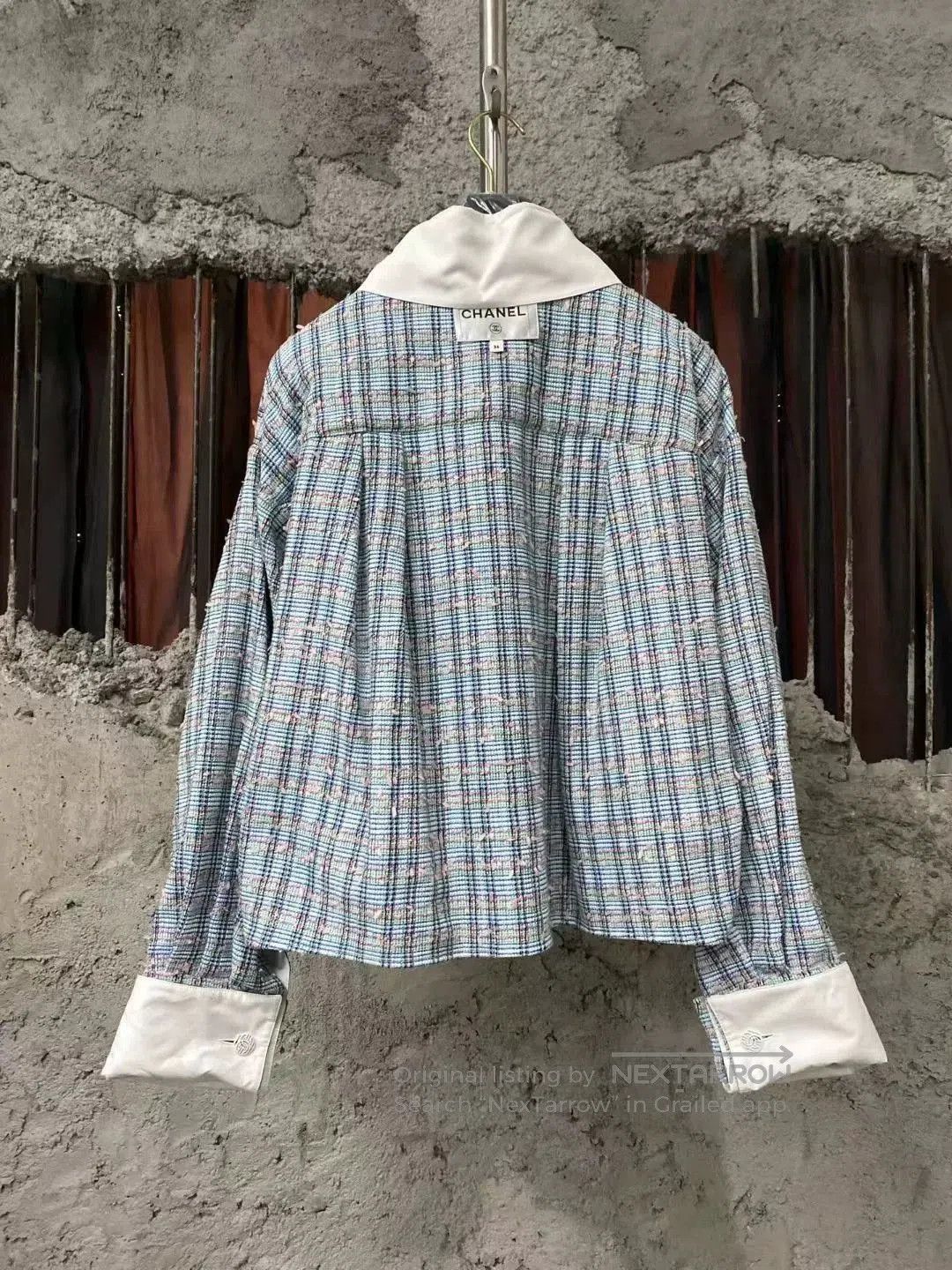 Chanel blue checkered woven double-sided jacket. Size S / US 4 / IT 40 - 2 Thumbnail
